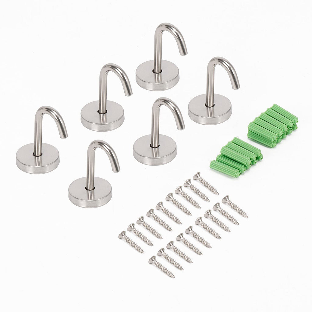 NearMoon Coat Hooks, Wall Mount Hooks for Hanging Hat Hurse Robe, 304 Stainless Steel Heavy Duty Towel Hangers for Bathroom Livingroom Kitchen-Ceiling Hook, 6 Pack (2 Inch, Brushed Nickel)