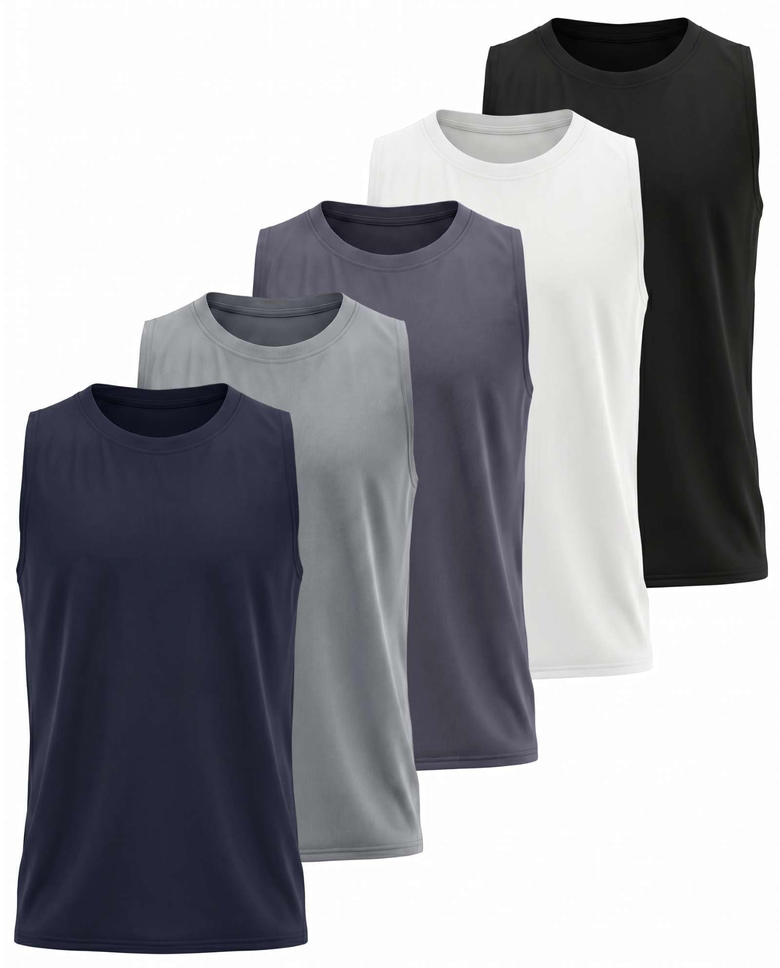 Real Essentials 5 Pack: Boys Dry-Fit Active Athletic Performance Tank Top