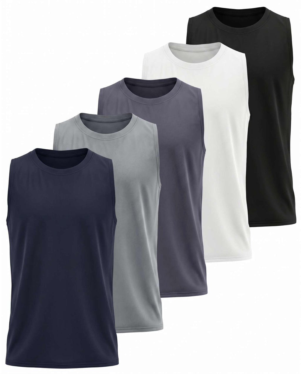 Real Essentials 5 Pack: Boys Dry-Fit Active Athletic Performance Tank Top