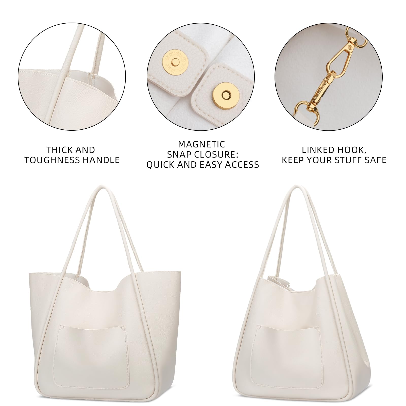 KKXIU Tote Bag for Women Vegan Leather Shoulder Purse Large Capacity Travel Bag