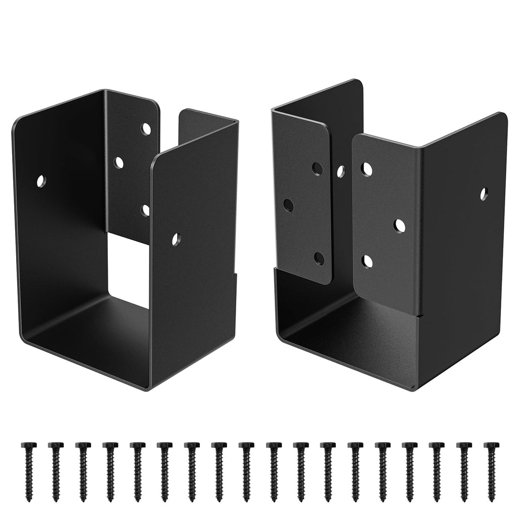 FMhotu Concealed Joist Hanger (1 Pack),4"x6" Outdoor Concealed-Flange Joist Bracket with Screws, Q235B Steel Powder Coated Concealed Mount Light Joist Hangers for 4"x6" Beam, Swing, Handrail, Fence