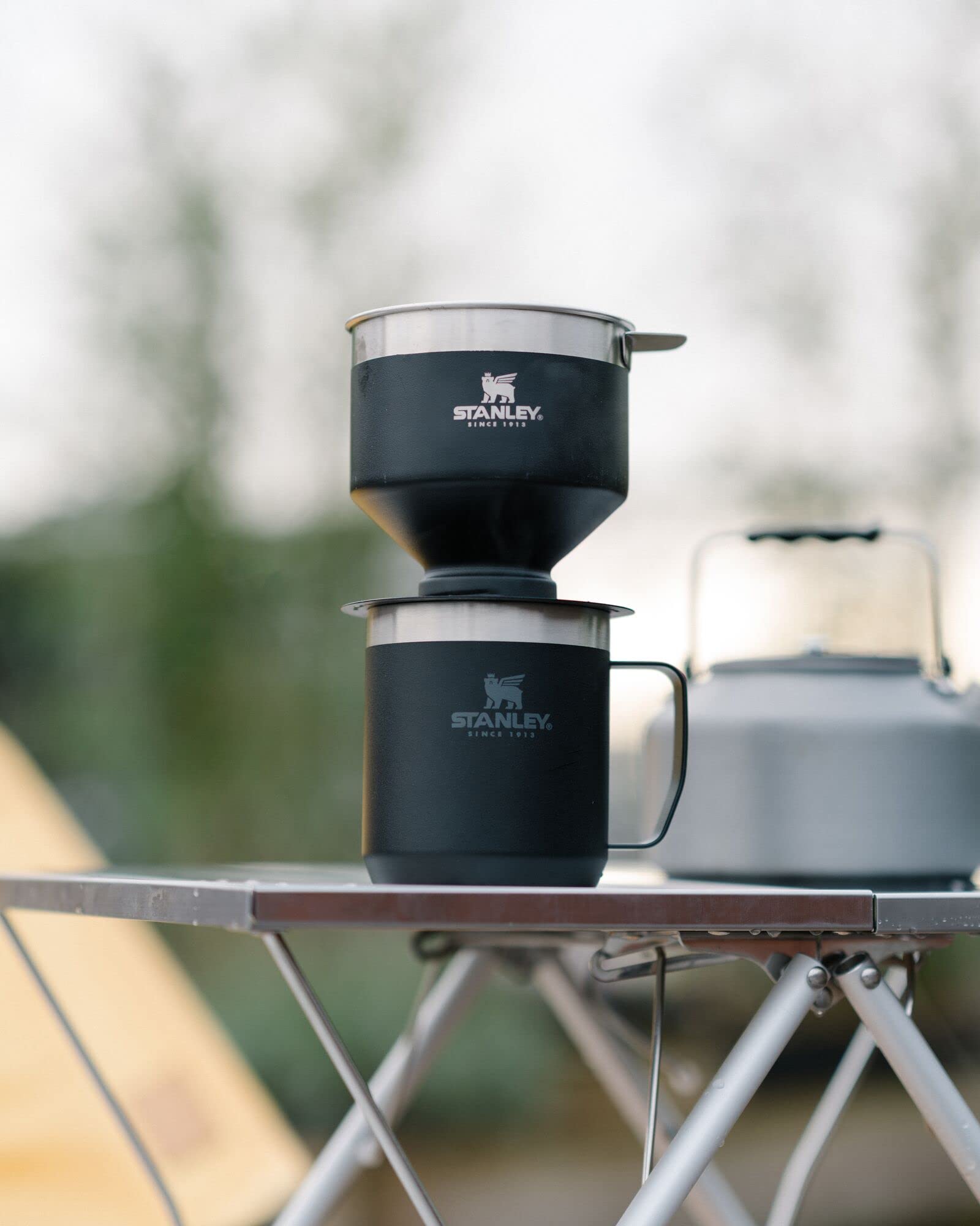 STANLEY Perfect Brew Pour Over | Manual Single Cup Coffee Maker | Drip Coffee Maker with Reusable Filter | Easy Clean Stainless Steel | BPA-Free | Charcoal Glow
