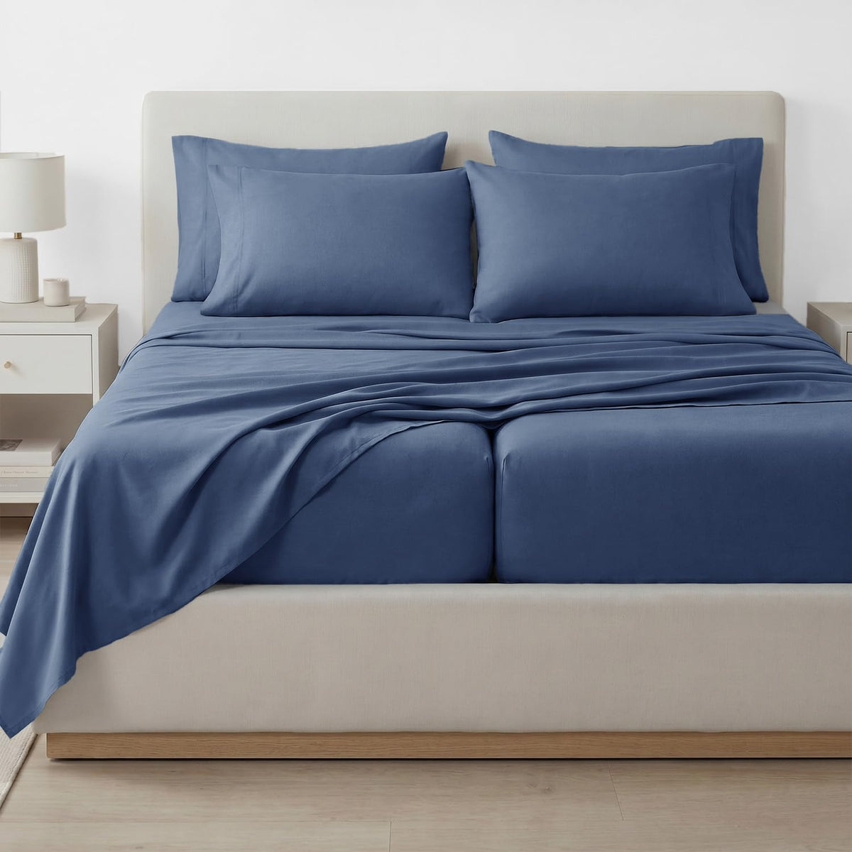 Southshore Fine Living, Inc. 4-Piece, 21-Inch Deep Pocket Twin Sheets Set with Fitted Sheet, Soft Microfiber, Oversized Flat Sheet, 2 Pillow Cases Standard Size, Hotel Collection Twin Bed White Sheets