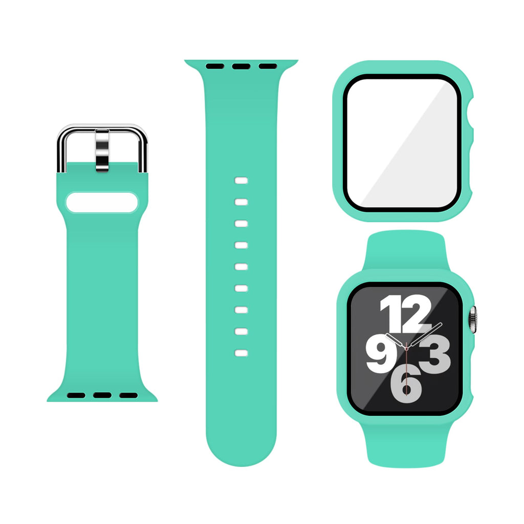 Silicone Sport Band and PC Case with Screen Protector for Apple Watch