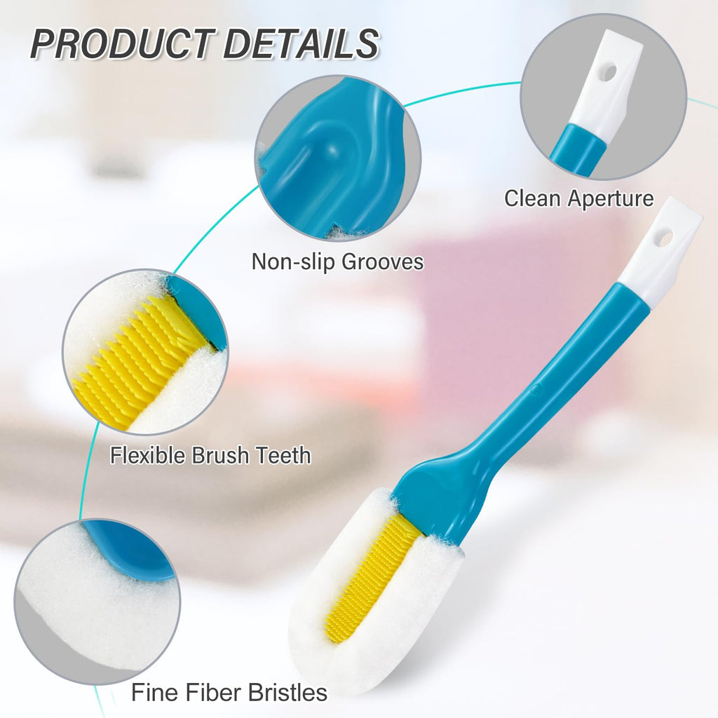 Andiker Professional Cleaning Shoe Brush, Multifunctional Long Handle Shoe Brush Cleaner, Hangable Soft Bristle Shoes Cleaning Brush (Blue)