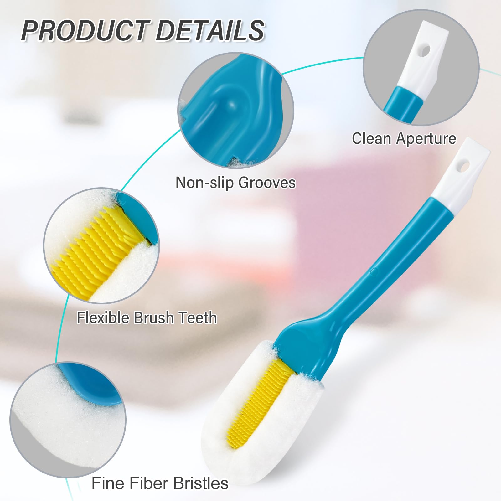 Andiker Professional Cleaning Shoe Brush, Multifunctional Long Handle Shoe Brush Cleaner, Hangable Soft Bristle Shoes Cleaning Brush (Blue)