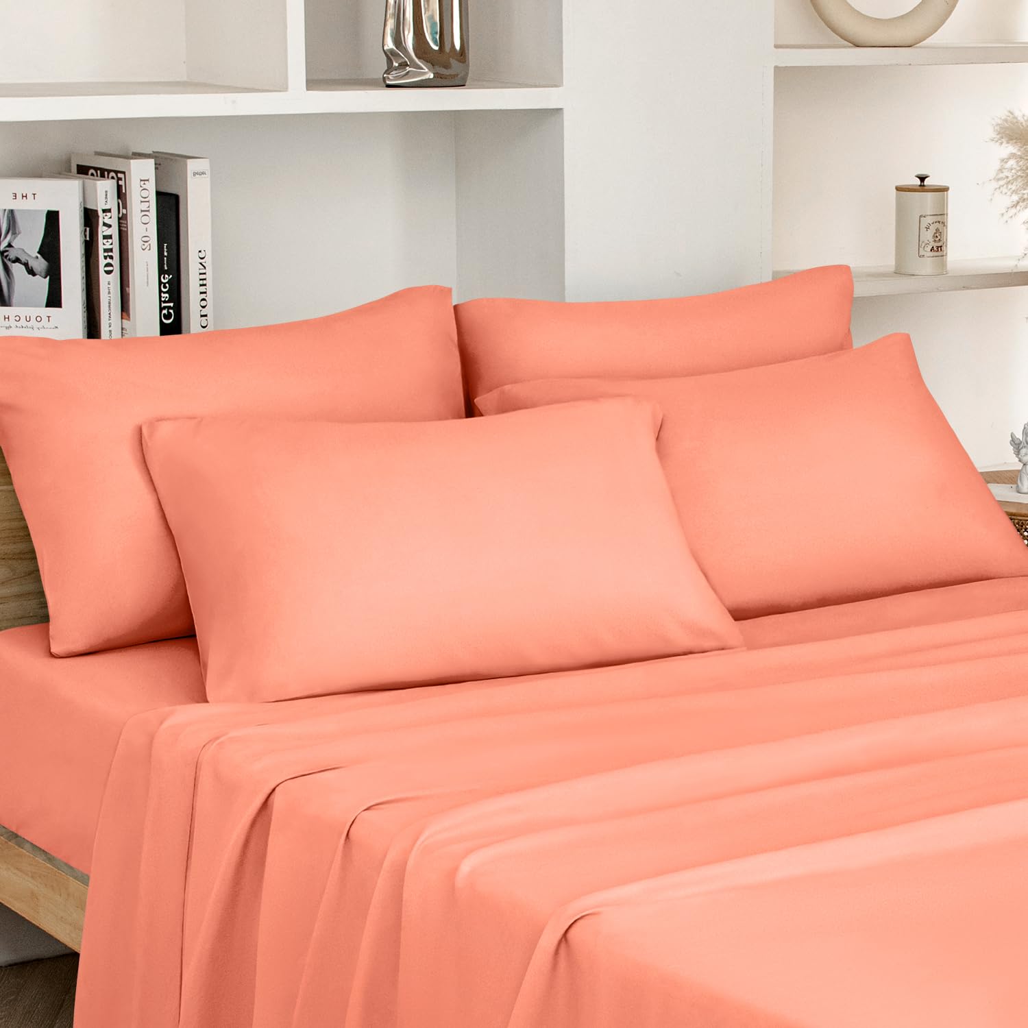HOMEIDEAS Full Size Bed Sheets - 6 Piece Set (Aqua Blue) - Extra Soft Brushed Microfiber 1800 Bedding Sheets, Deep Pocket, Wrinkle & Fade Free