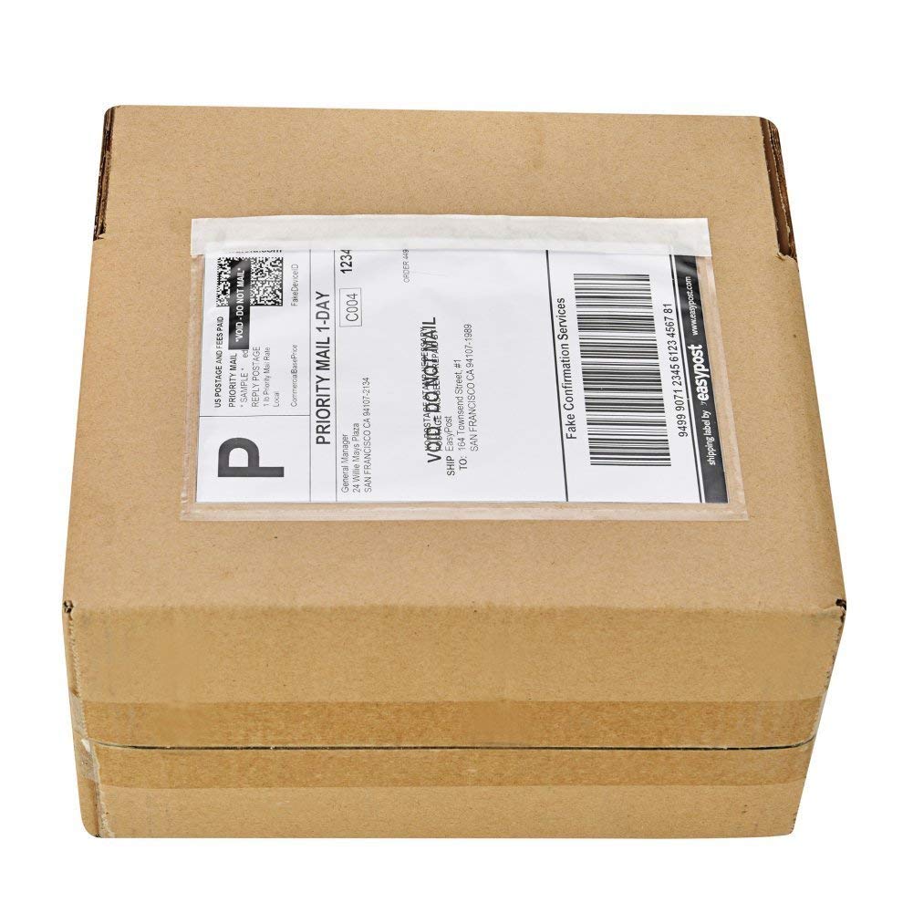 9527 Product 4.5" x 5.5" Clear Adhesive Top Loading Packing List/Shipping Label Envelopes (100 Pack)