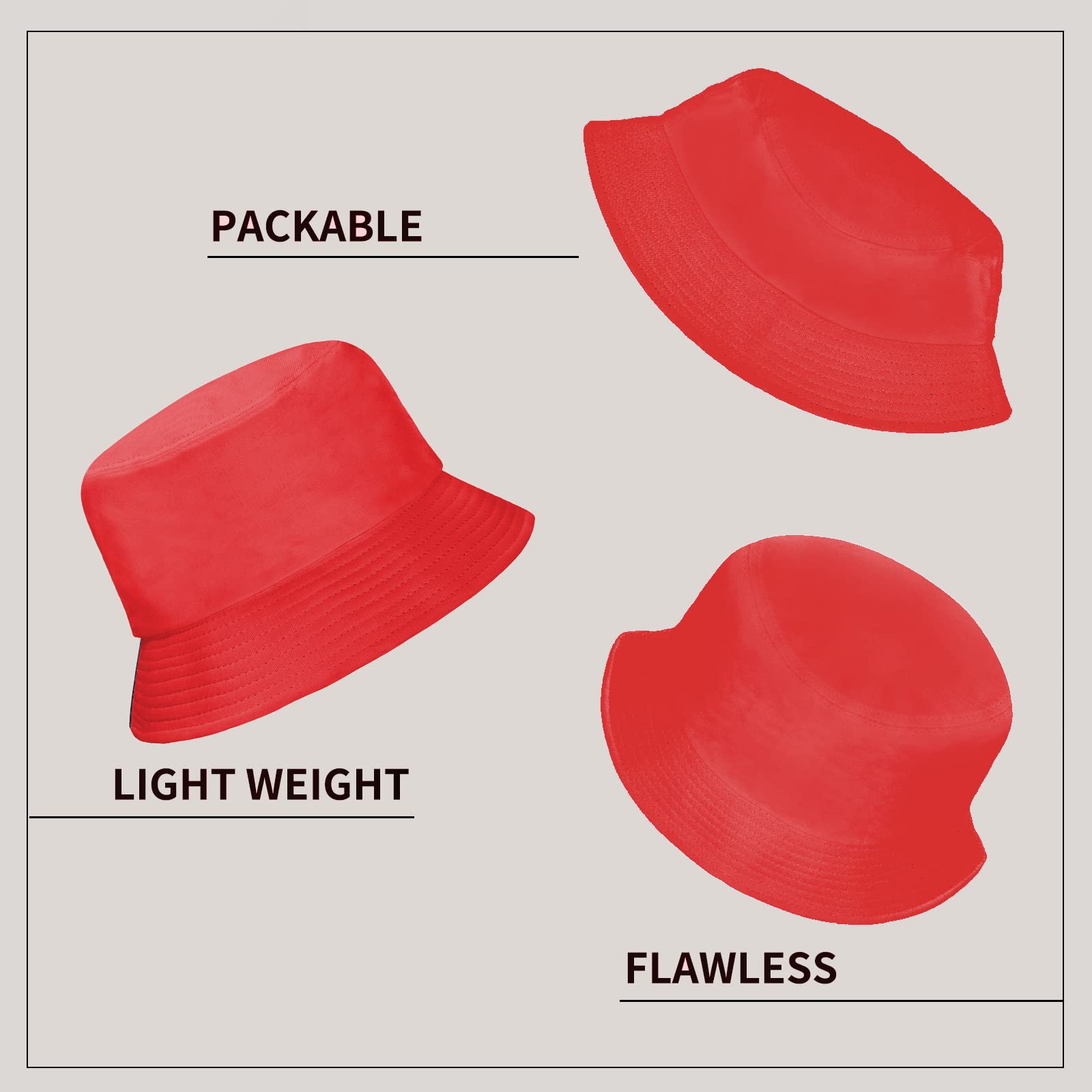 Rosoz 1 & 2 Pack Bucket Hat for Women Men Summer Travel Beach Sun Hat Outdoor Cap Unisex Bucket Hats