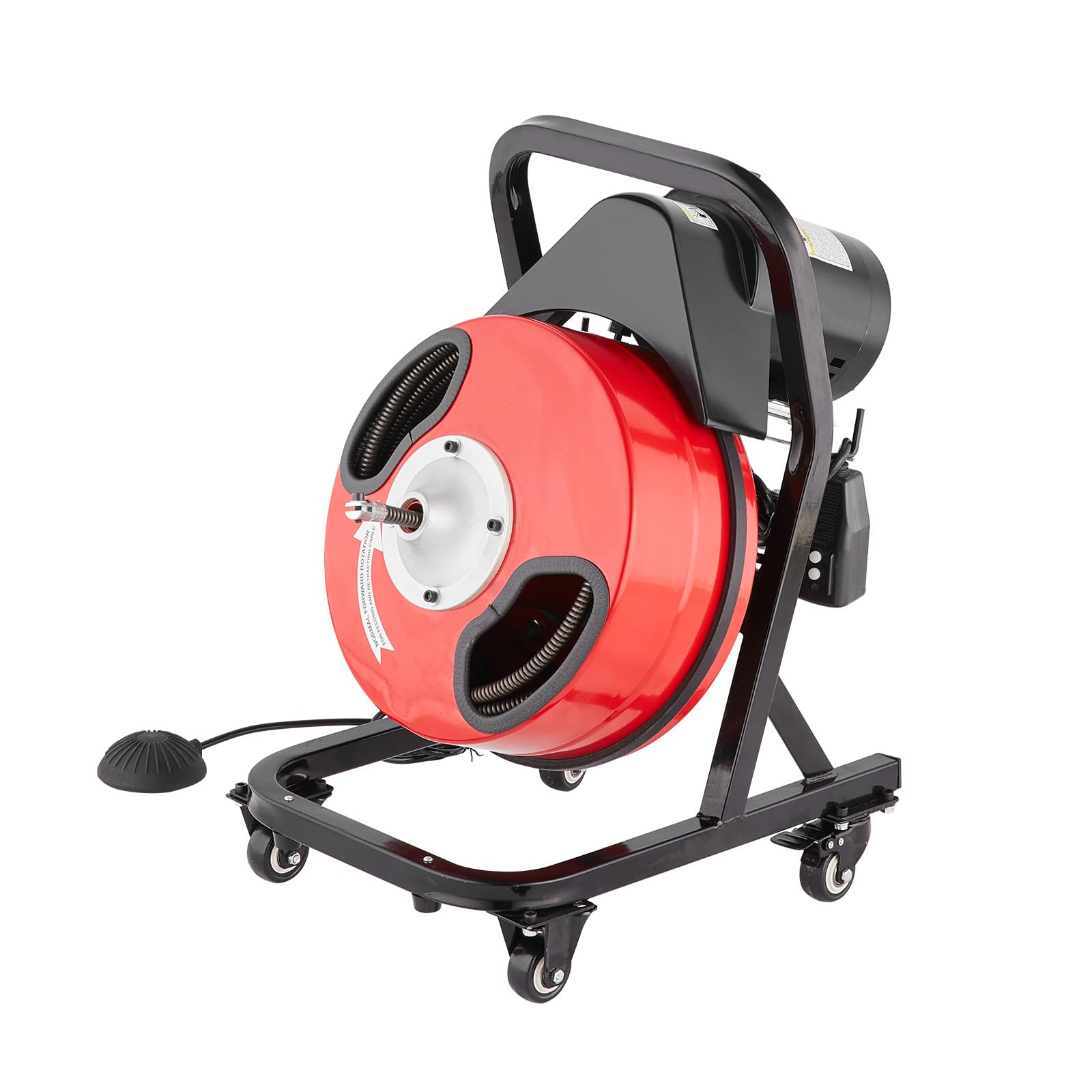 VEVOR 50FT x 1/2Inch Sewer Snake Machine, Drain Cleaning Machine on 4 Wheels, Electri Drain Auger with 4 Cutters & Foot Switch for 1''- 4'' Pipes