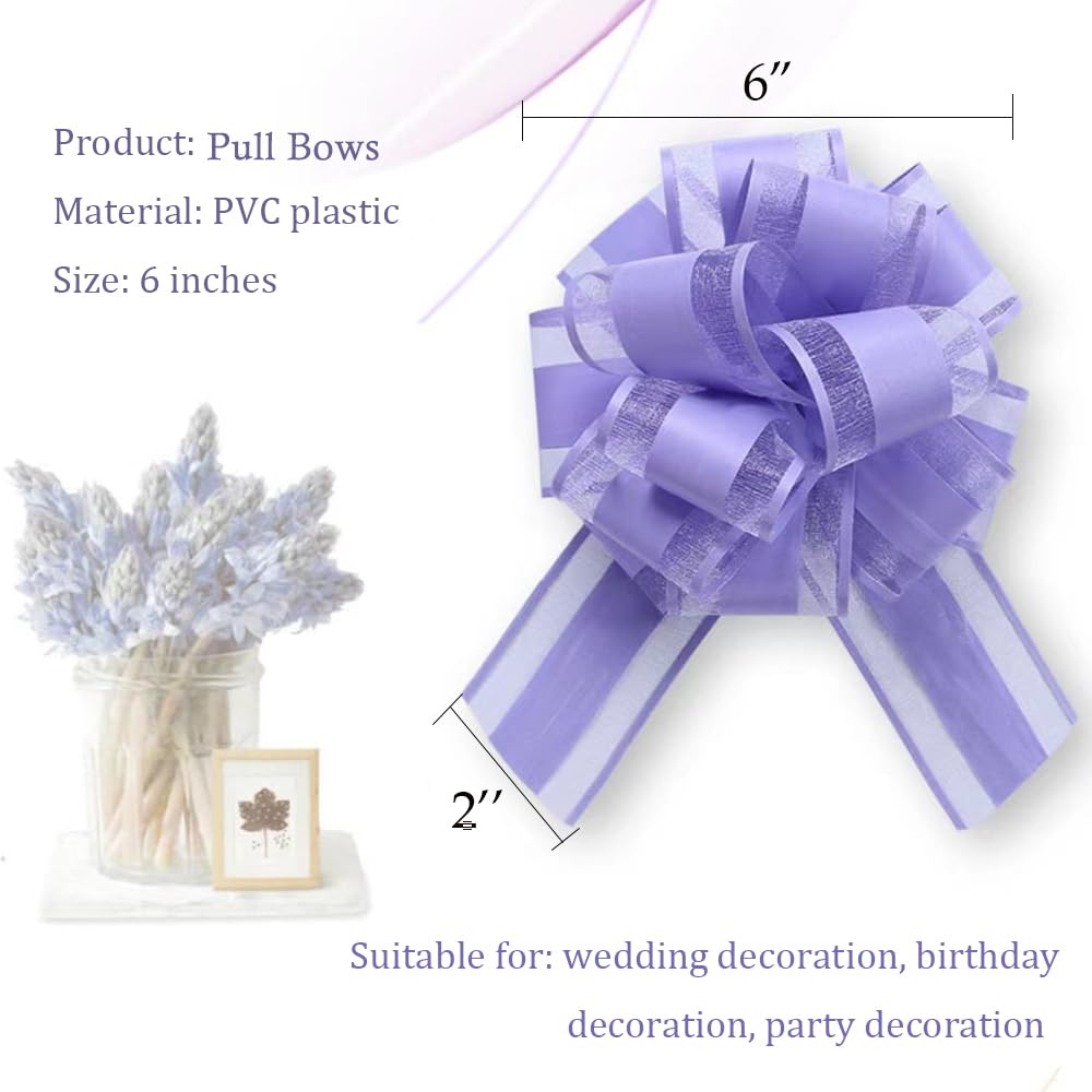 6 PCS Large Pull Bows,Bow for Gift Wrapping,6 inches,Christmas Party Birthday Gift Wedding Ribbon Bows for Wrapping Boxes or Flower Decorations, Valentine's Day Gift Decorations