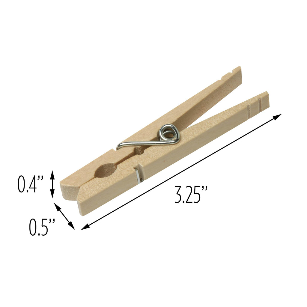 Honey-Can-Do DRY-01374 Wood Clothespins with Spring, 24-Pack, 3.3-inches Length,Brown