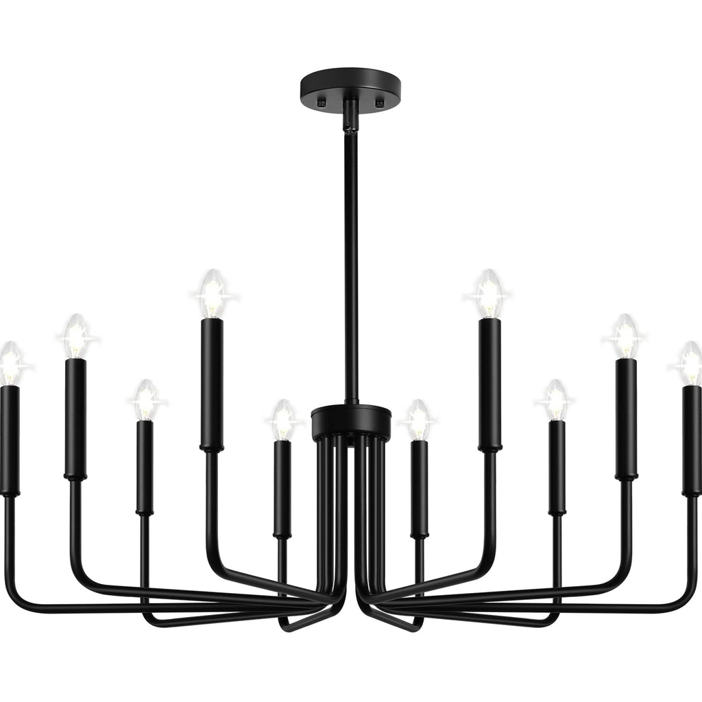 Rustic Black Chandelier, 6-Light Antique Farmhouse Chandelier for Dining Room Lighting Fixtures, Vintage Candle Pendant Light Fixtures Chandeliers for Dining Room Bedroom, Foyer and Living Room