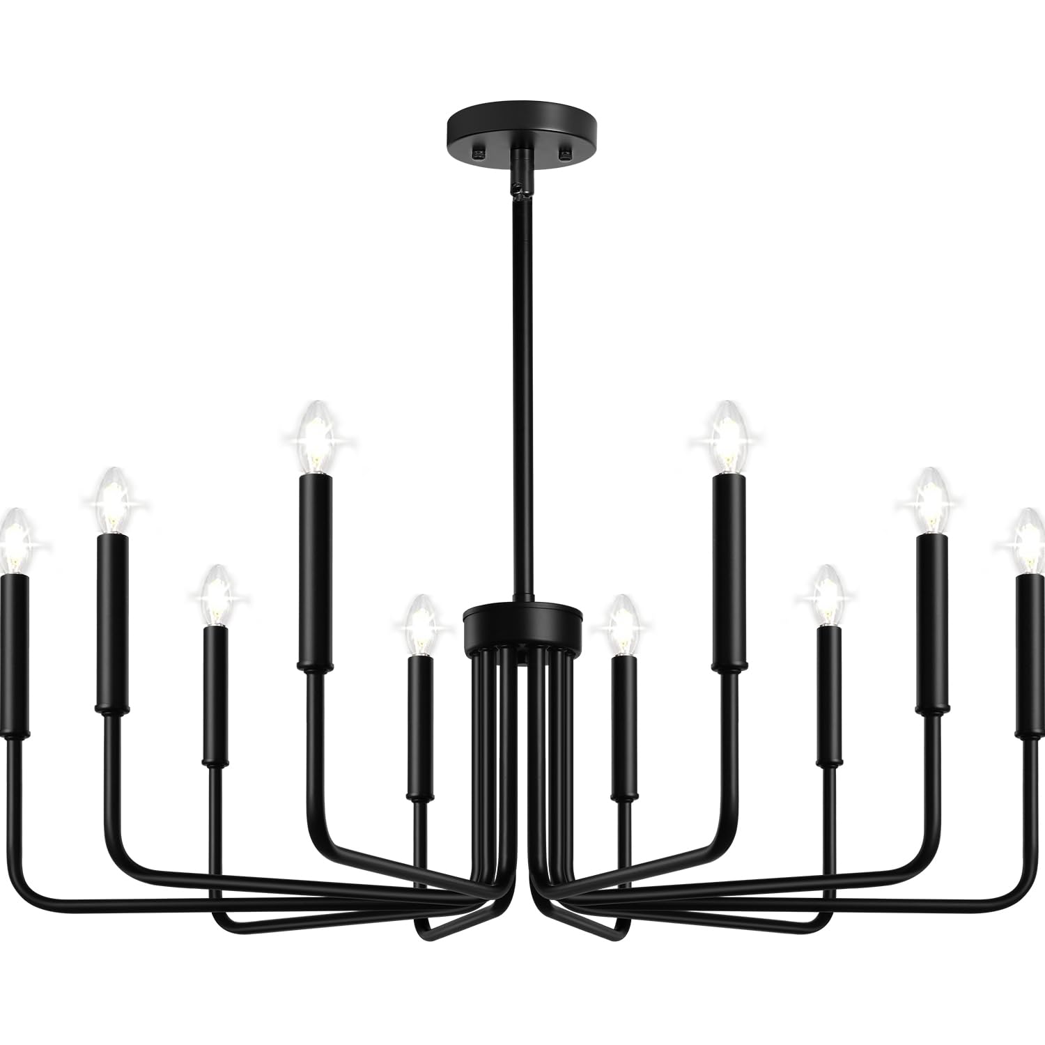Rustic Black Chandelier, 6-Light Antique Farmhouse Chandelier for Dining Room Lighting Fixtures, Vintage Candle Pendant Light Fixtures Chandeliers for Dining Room Bedroom, Foyer and Living Room
