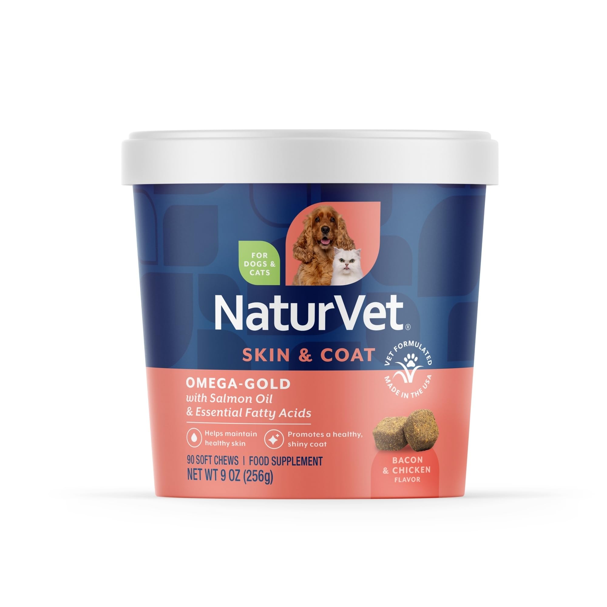 NaturVet – Salmon Oil Skin & Coat Plus Omegas – Supports Healthy Skin & Glossy Coat – Source of Omega-3 & 6 Fatty Acids – for Dogs & Cats (8.75 oz Oil)