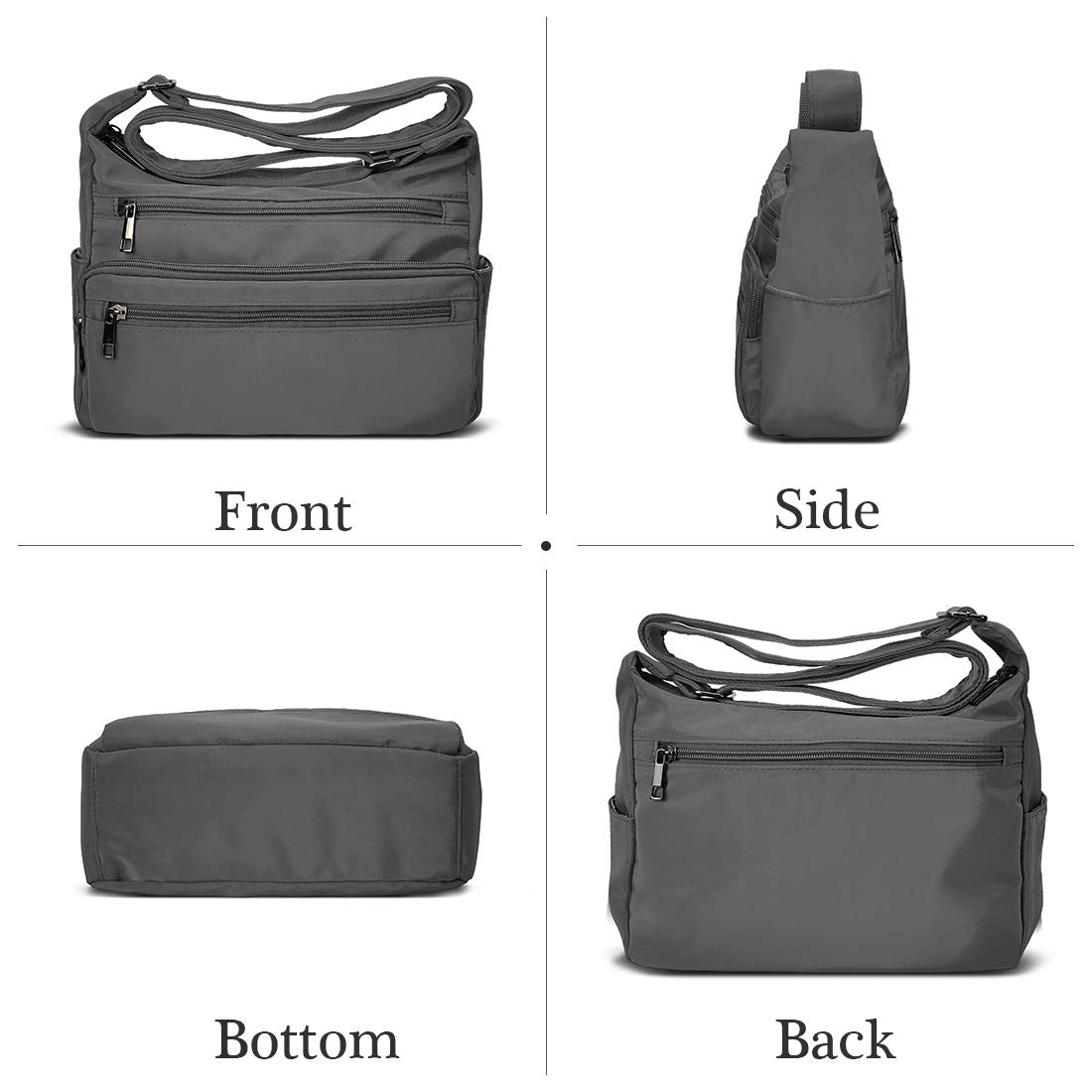 VOLGANIK ROCK RFID Purses for Women Fabric Nylon Multi Pocket Crossbody Bag Ladies Travel Handbag
