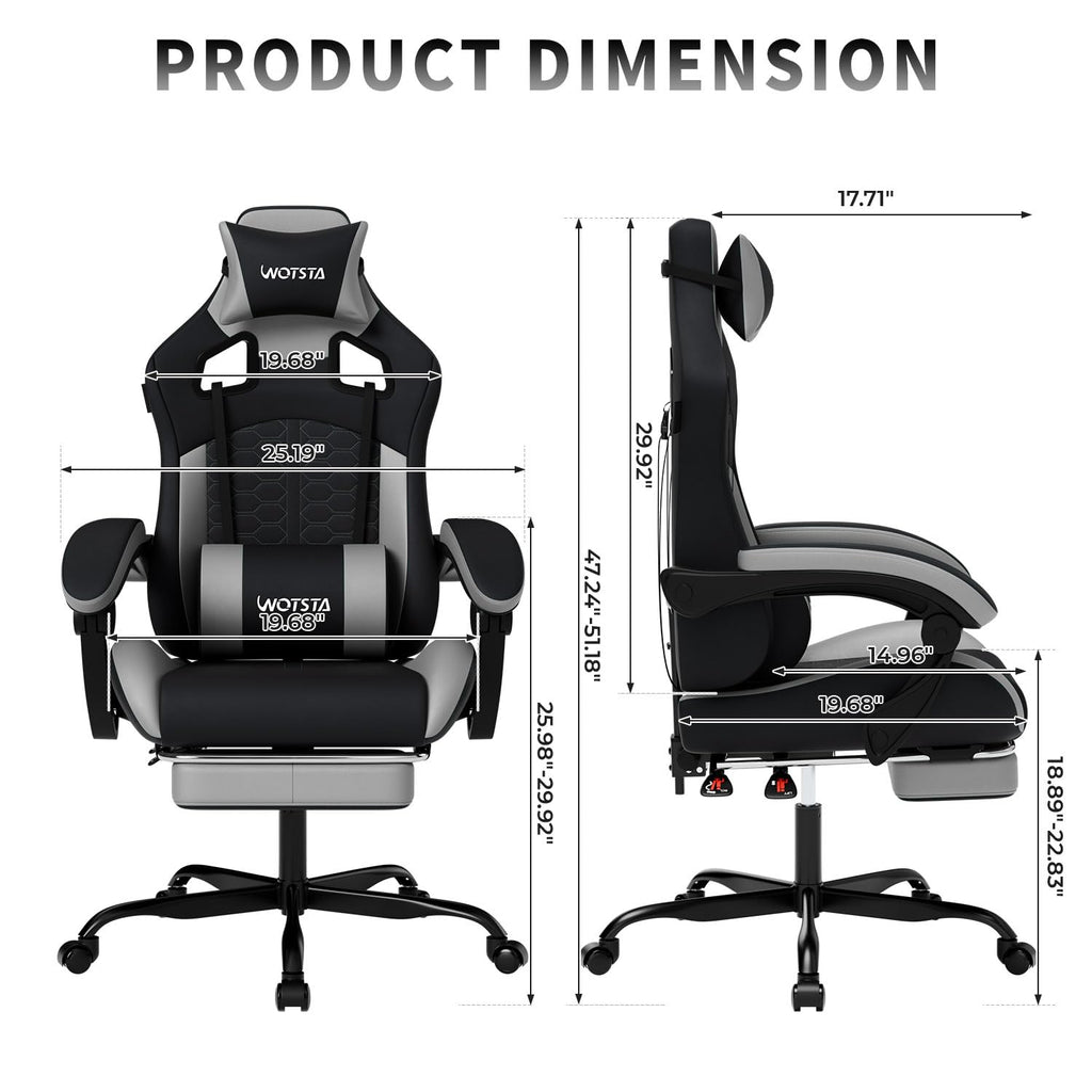 Gaming Chair with Footrest,High Back with Massage Reclining Computer Chair， Big and Tall Racing Gaming Chair Ergonomic Game Chair for Adults PVC Leather (Red)