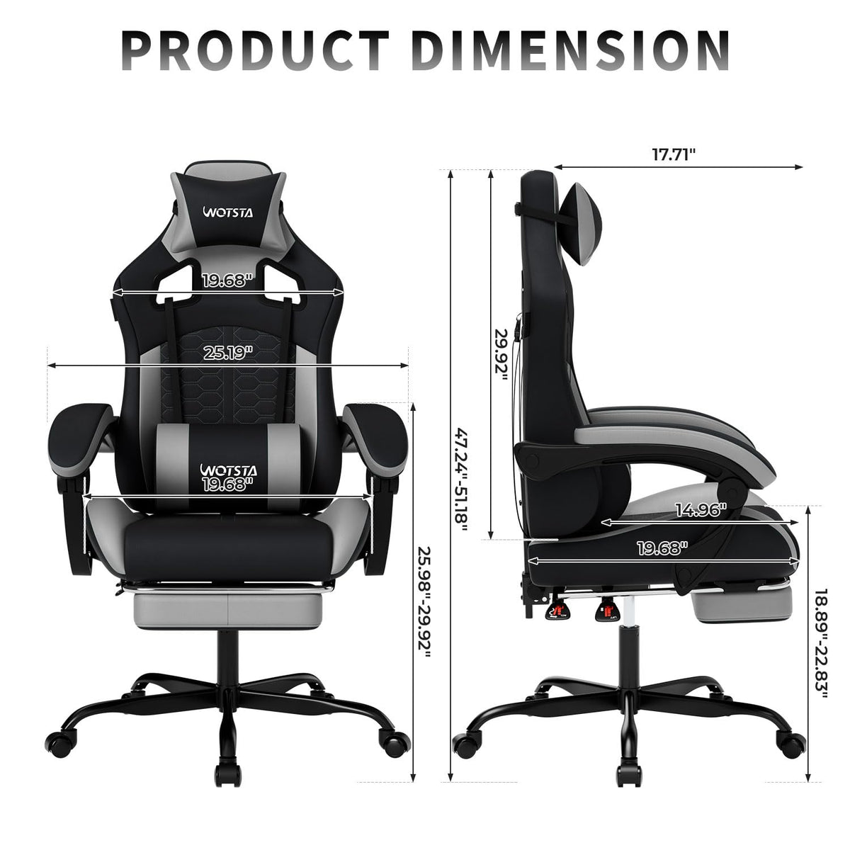 Gaming Chair with Footrest,High Back with Massage Reclining Computer Chair， Big and Tall Racing Gaming Chair Ergonomic Game Chair for Adults PVC Leather (Red)