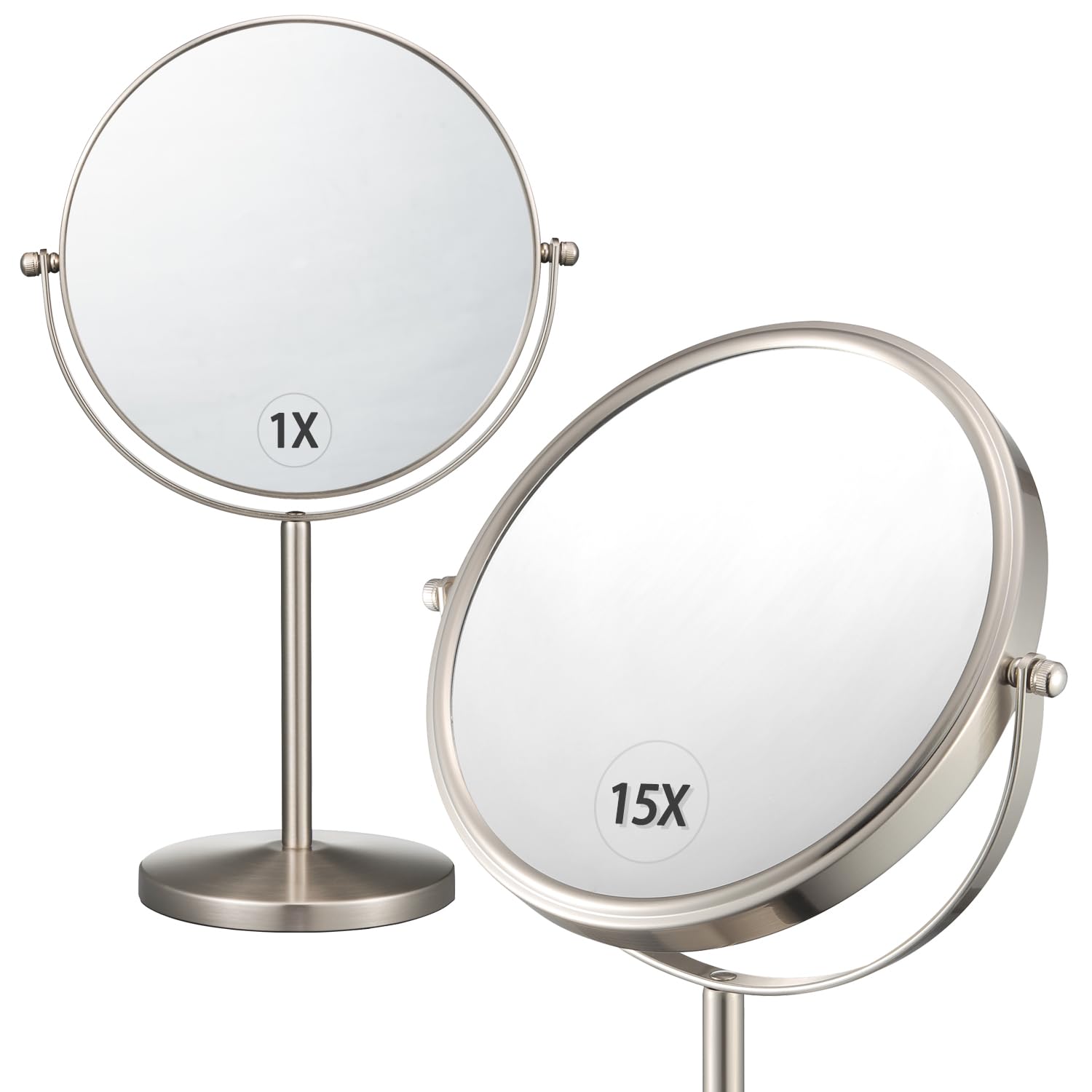 ALHAKIN 10x Magnifying Makeup Mirror, 8 Inch Tabletop Mirror Double Sided with Magnification, Swivel Make Up Mirror for Bathroom, Black