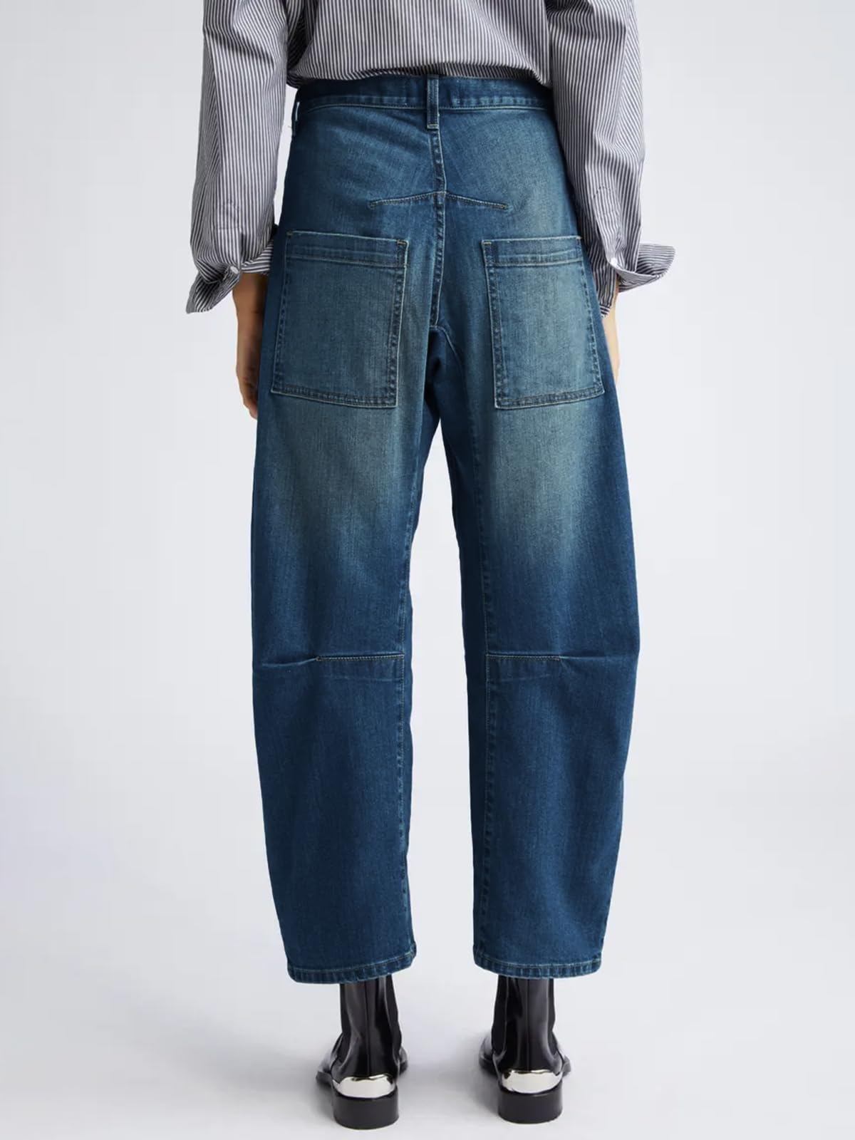 PLNOTME Womens Barrel Jeans High Waisted Baggy Boyfriend Wide Leg Denim Pants with Pockets