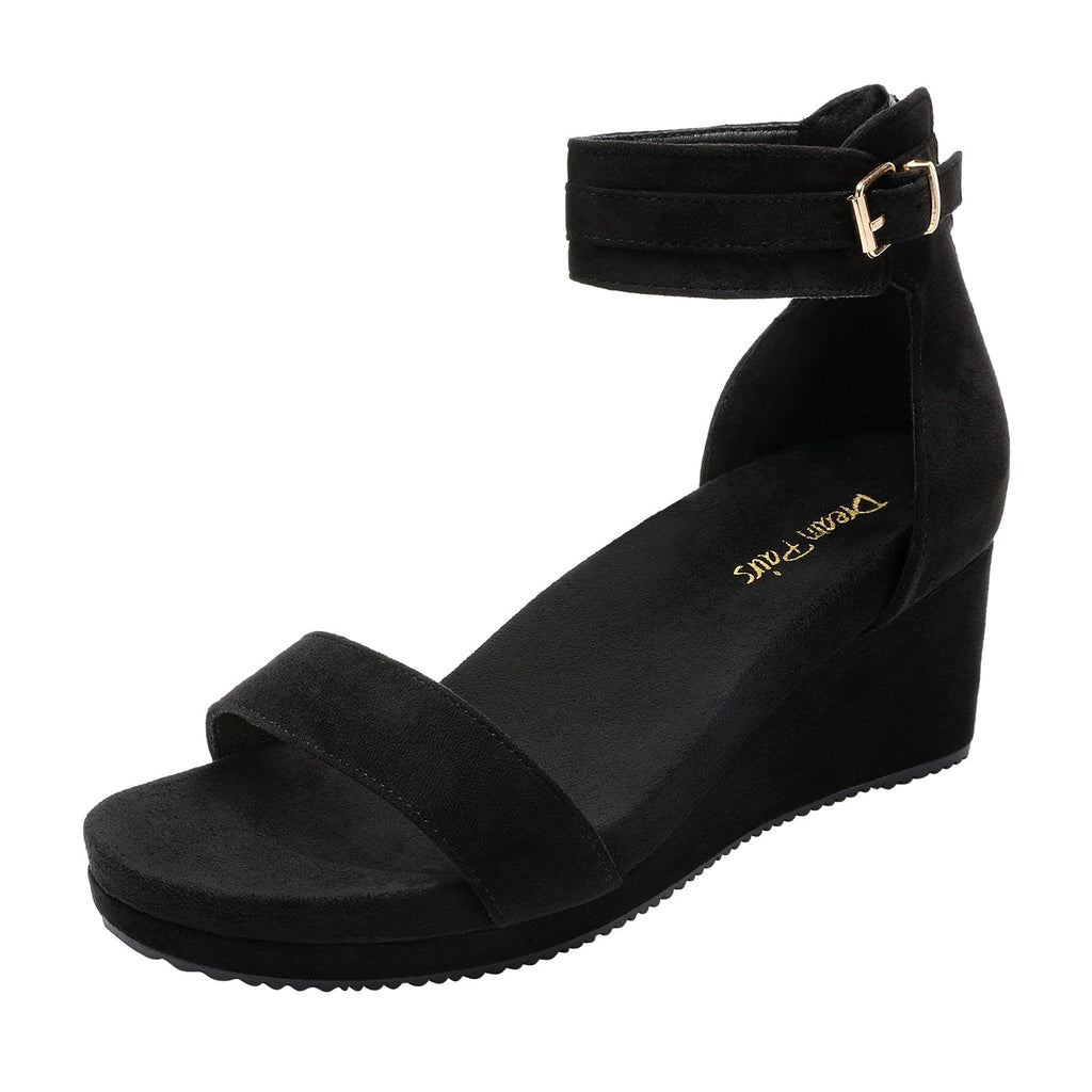 DREAM PAIRS Women's Open Toe Buckle Ankle Strap Platform Wedge Sandals Summer Shoes.