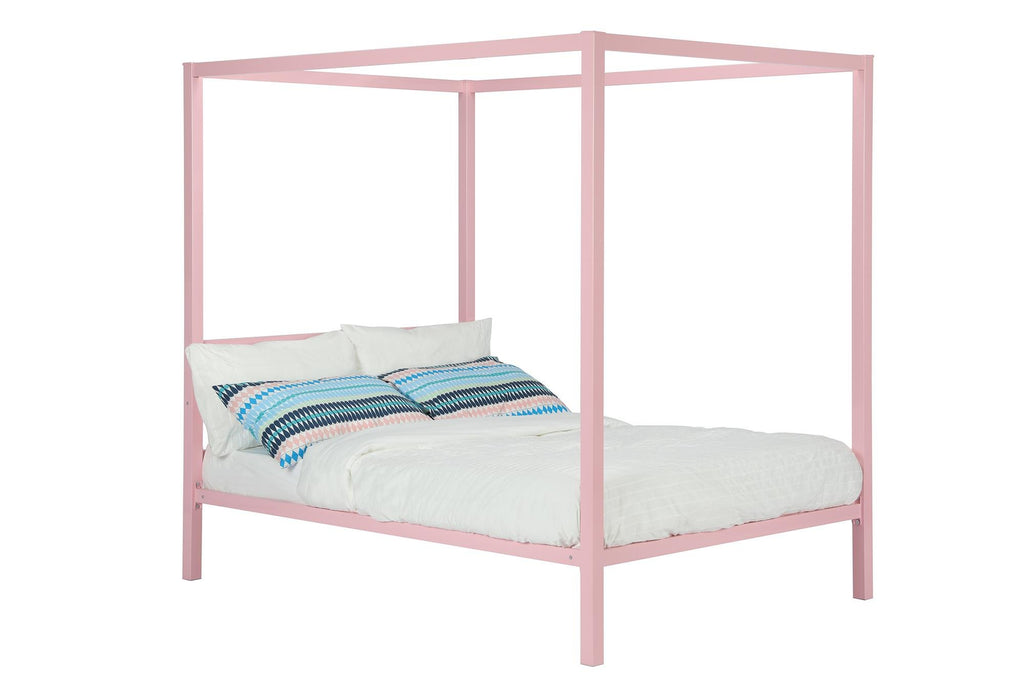 DHP King Metal Canopy Bed, Modern Design with Built-In Headboard, Sturdy Frame, No Box Spring Needed, Gunmetal Gray