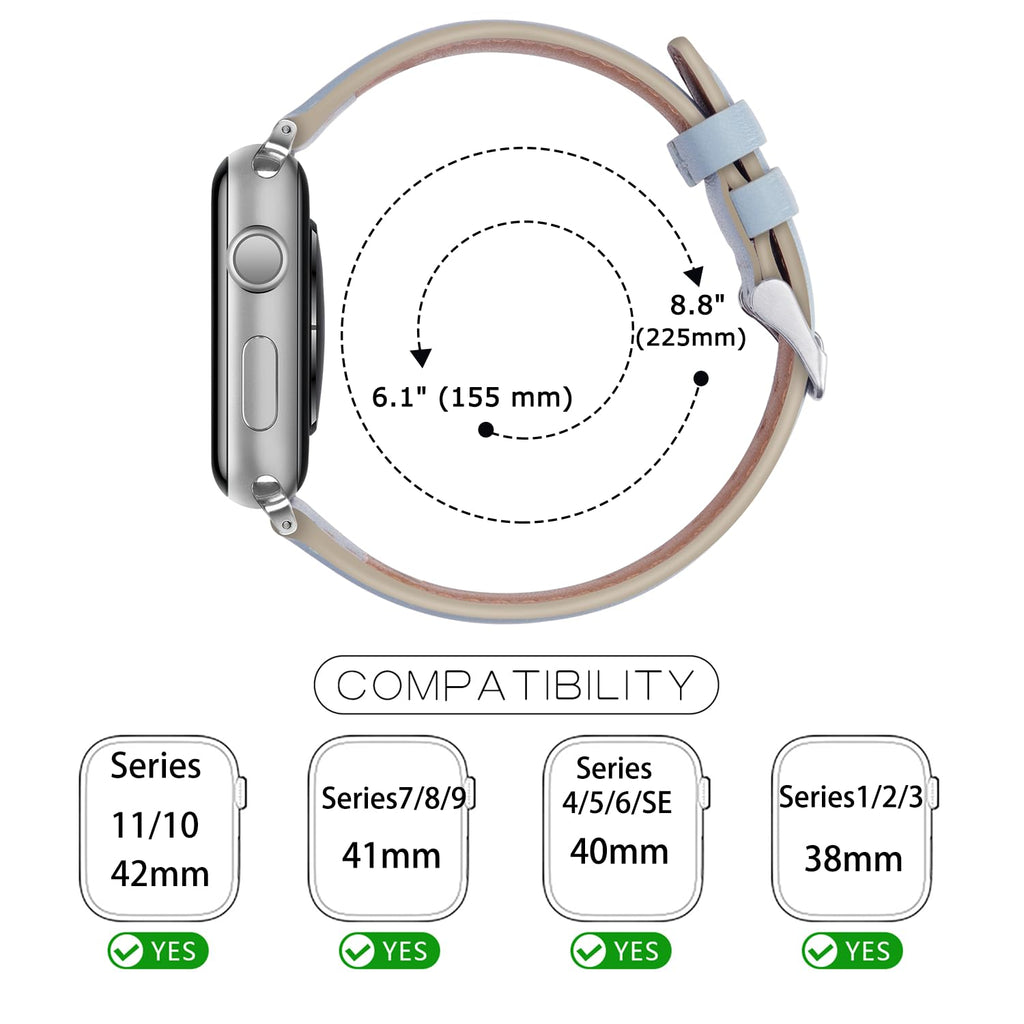 Tasikar Bands Compatible with Apple Watch Band 42mm (Series11/10) 41mm 40mm 38mm Men Genuine Leather Replacement Bands Compatible with Apple Watch SE Series 11 10 9 8 7 6 5 4 3, Black