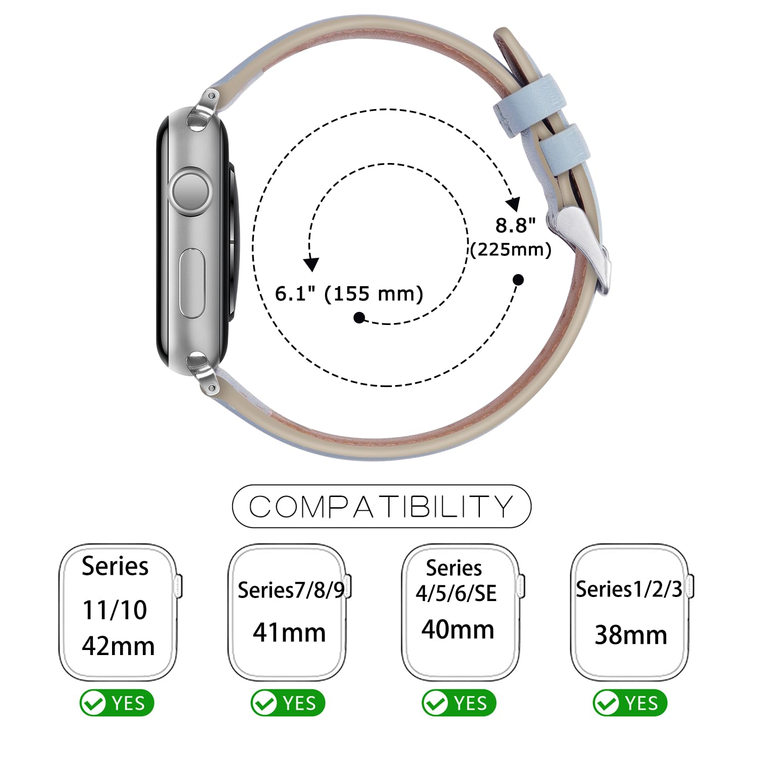 Tasikar Bands Compatible with Apple Watch Band 42mm (Series11/10) 41mm 40mm 38mm Men Genuine Leather Replacement Bands Compatible with Apple Watch SE Series 11 10 9 8 7 6 5 4 3, Black