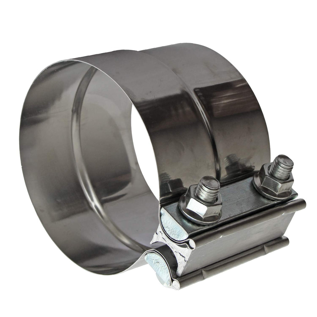 Exhaust Clamps Band Clamp 2.5" Lap Joint - Stainless Steel Lap Joint Exhaust Band Clamp with 1 Block 2Pcs for 2.5" Od to 2.5" Id Exhaust Pipe, Muffler, Elbow and Exhaust Tubing Connection(2 Pack)