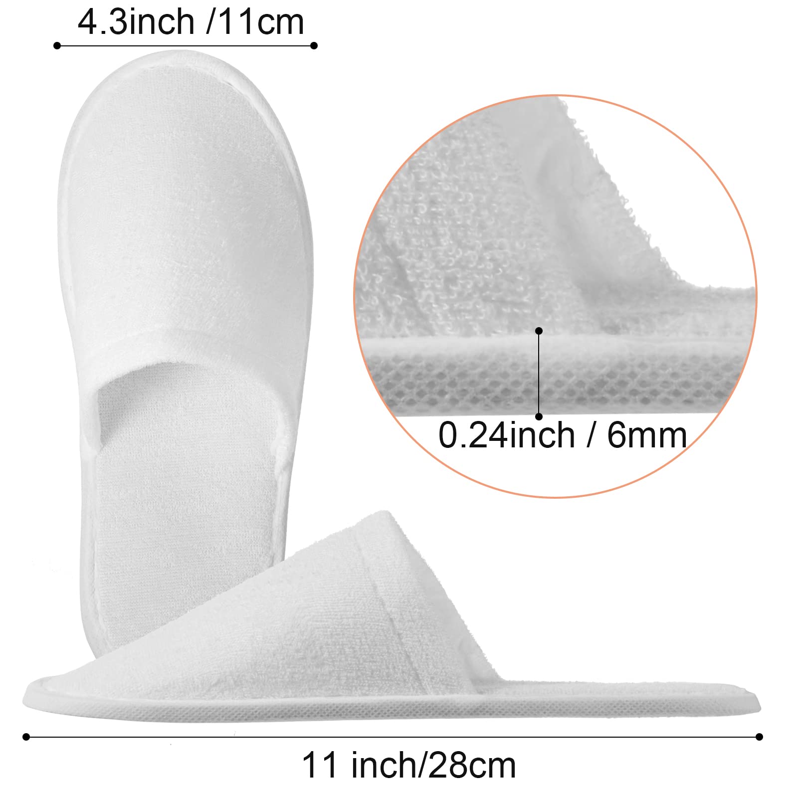 Geyoga 24 Pairs Disposable Slippers for Guests Bulk 2 Size Cotton Soft Spa Hotel House Slippers for Women Men Wedding Party Shoeless Home Indoor Travel