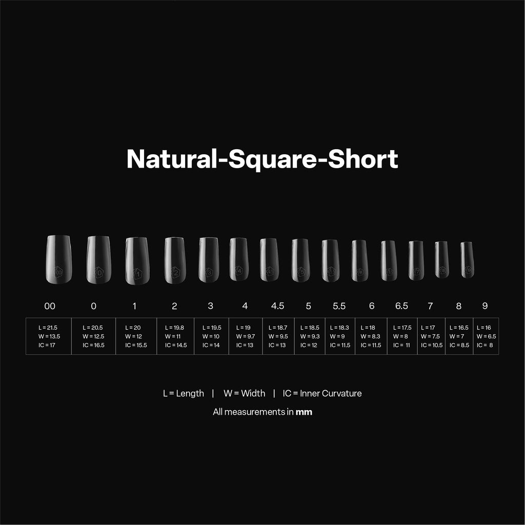 Aprés Gel-X® Square Box of Nail Tips | 280 Gel-X Tips, Soft Tips, 14 Sizes 00-9 | Half-sizes Included (Natural Square Medium, 280 Count)