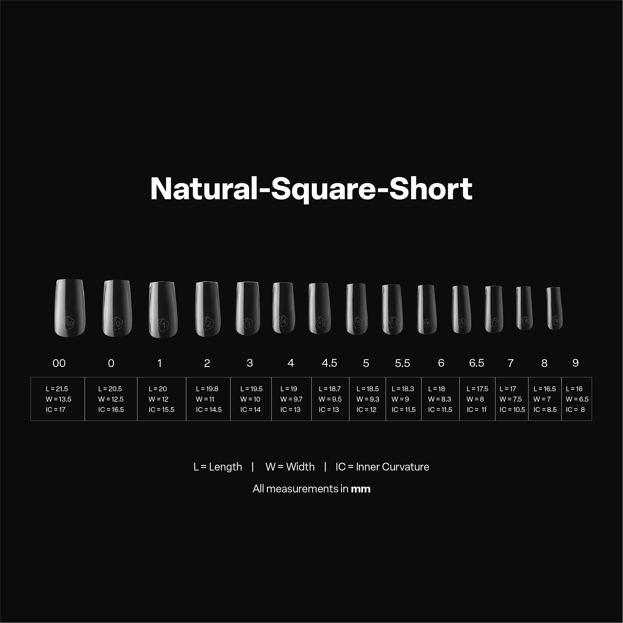 Aprés Gel-X® Square Box of Nail Tips | 280 Gel-X Tips, Soft Tips, 14 Sizes 00-9 | Half-sizes Included (Natural Square Medium, 280 Count)
