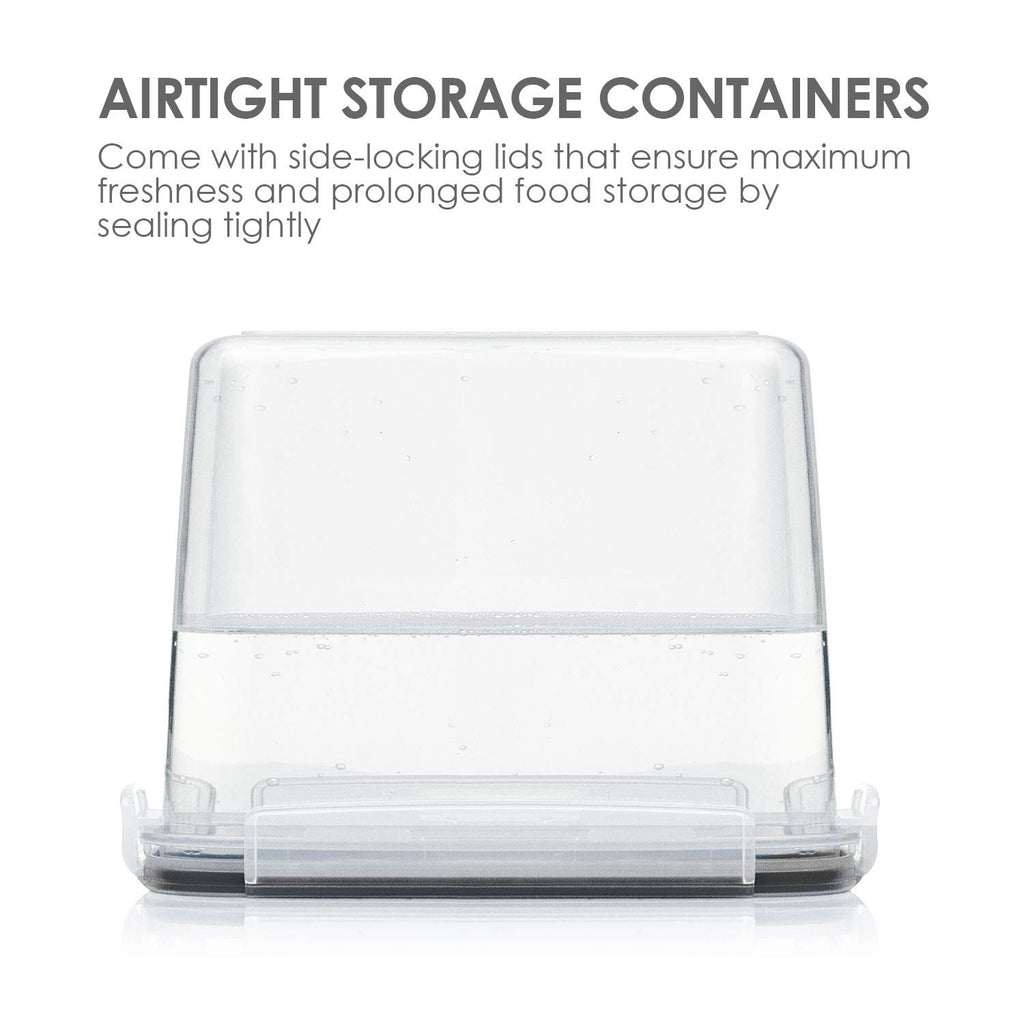 Vtopmart Food Storage Containers 2.5L / 84.5oz, 4 Pieces BPA Free Plastic Airtight Canister for Flour, Sugar, Baking Supplies, with 4 Measuring Cups and 24 Labels, Black