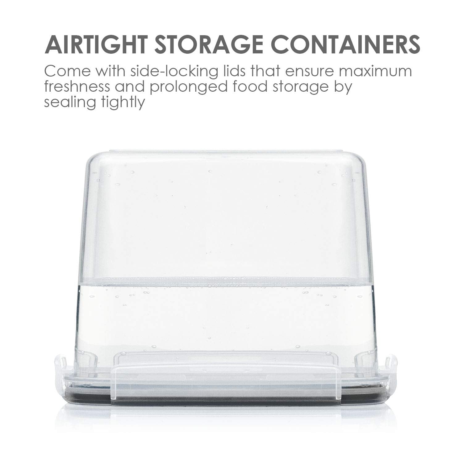 Vtopmart Food Storage Containers 2.5L / 84.5oz, 4 Pieces BPA Free Plastic Airtight Canister for Flour, Sugar, Baking Supplies, with 4 Measuring Cups and 24 Labels, Black
