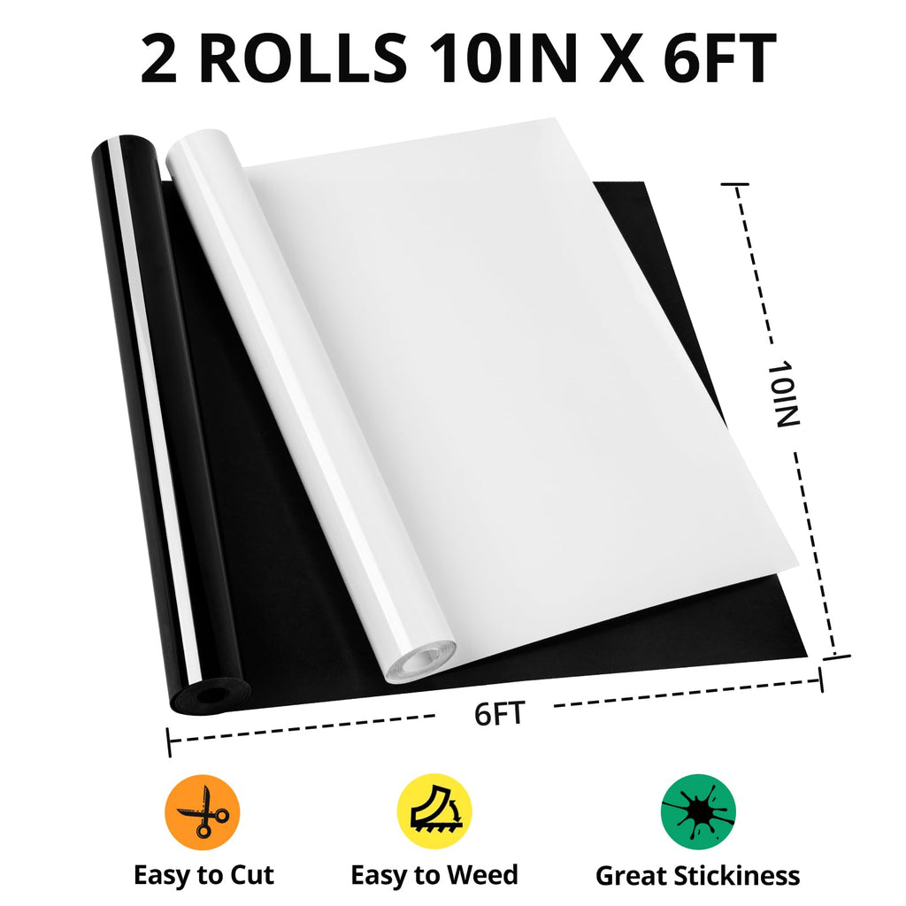 HTVRONT Smart Iron On Vinyl, Black HTV - 13" x 3FT Heat Transfer Vinyl - HTV Vinyl Compatible with Cricut Maker & Explore – Matless Cutting for Long Cuts, Easy to Cut & Weed for Heat Transfer Design