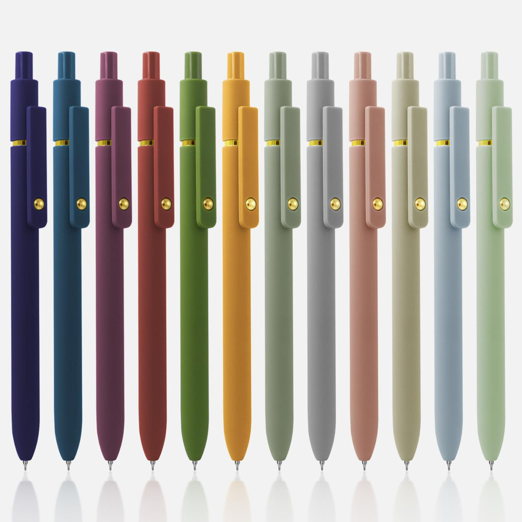 UIXJODO 12 Pcs Gel Pens 0.5mm Quick Dry Black Ink Pens Fine Point Smooth Writing Pens, Cute Office and School Supplies Gifts for Women Teacher Students (12 Pcs Morandi and Vintage Gold)