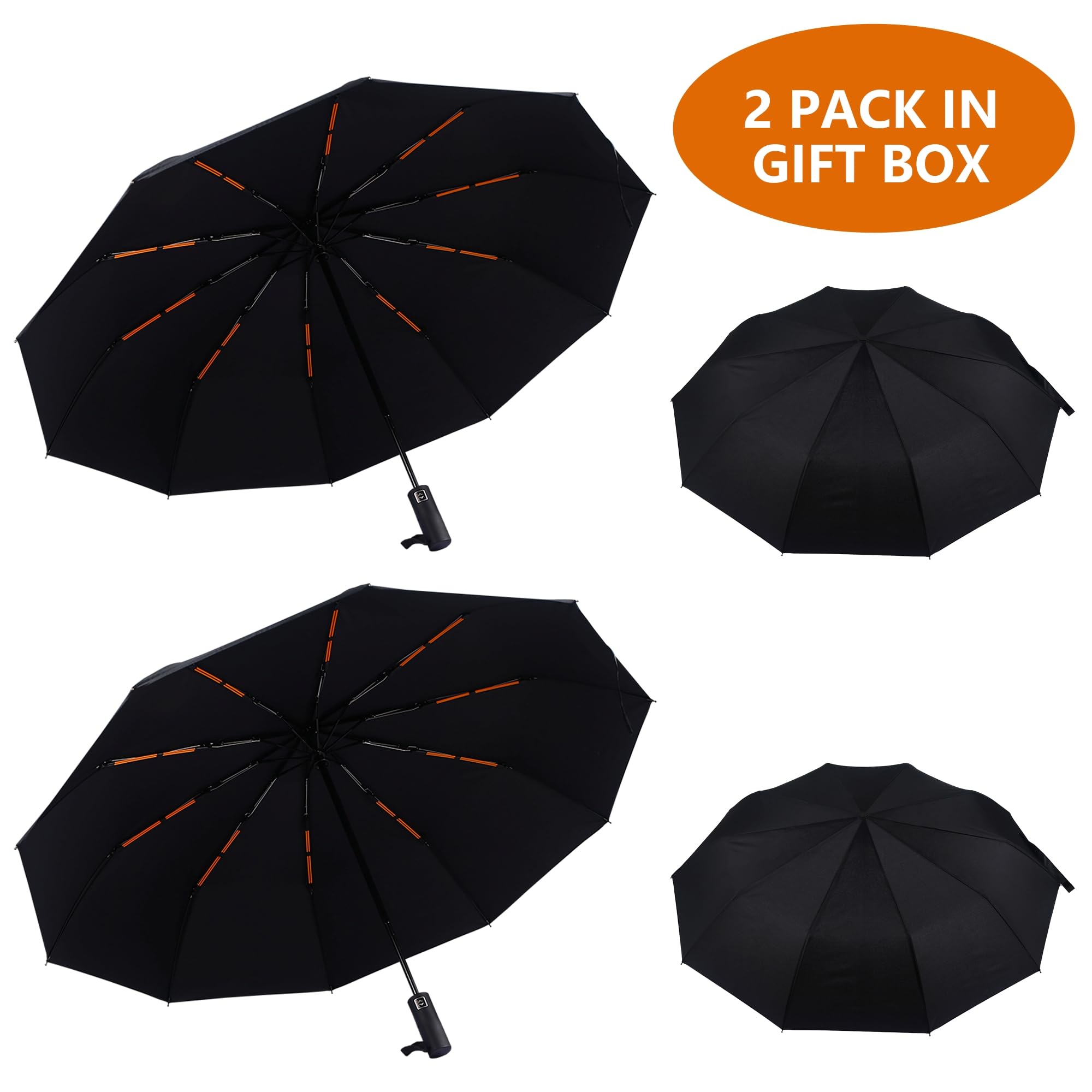 Bluinzi 46 Inch Compact Umbrellas for Rain - Travel Small Umbrella - Automatic Folding Umbrella - Windproof Portable Umbrella, Double 10-rib