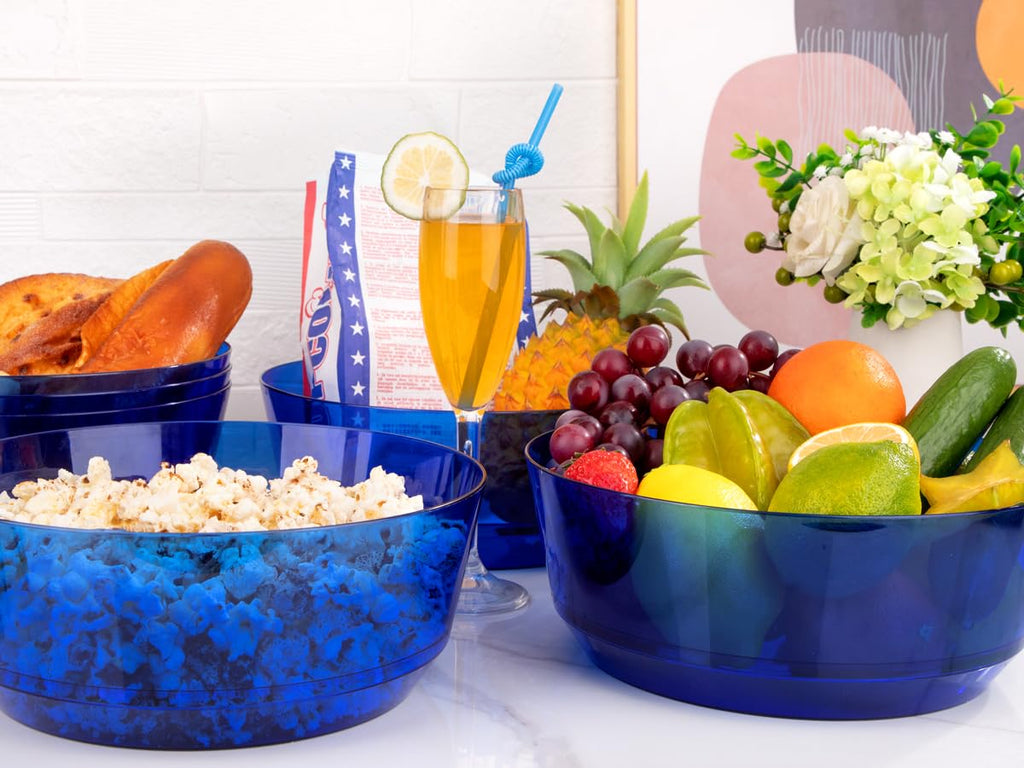 Hioasis 8 Pack Plastic Serving Bowls 128oz Black Plastic Bowls Heavy Duty Disposable Serving Bowls for Party Snack & Salad & Candy & Bar Buffet & Wedding