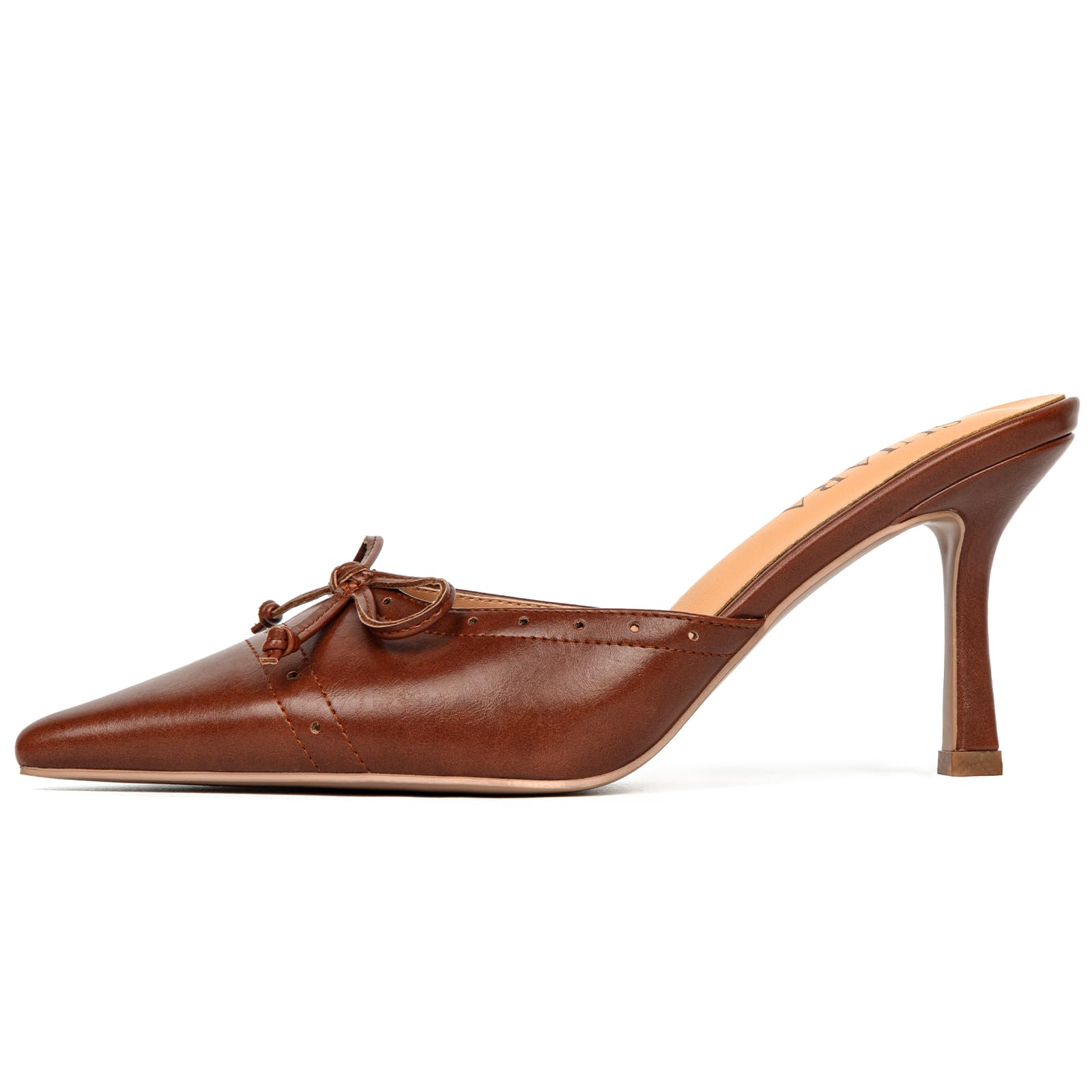 Kitten Heels for Women Closed Toe Heels Vintage Heeled Mules Sexy Pointy Studded Slip on Stiletto Dressy Pumps