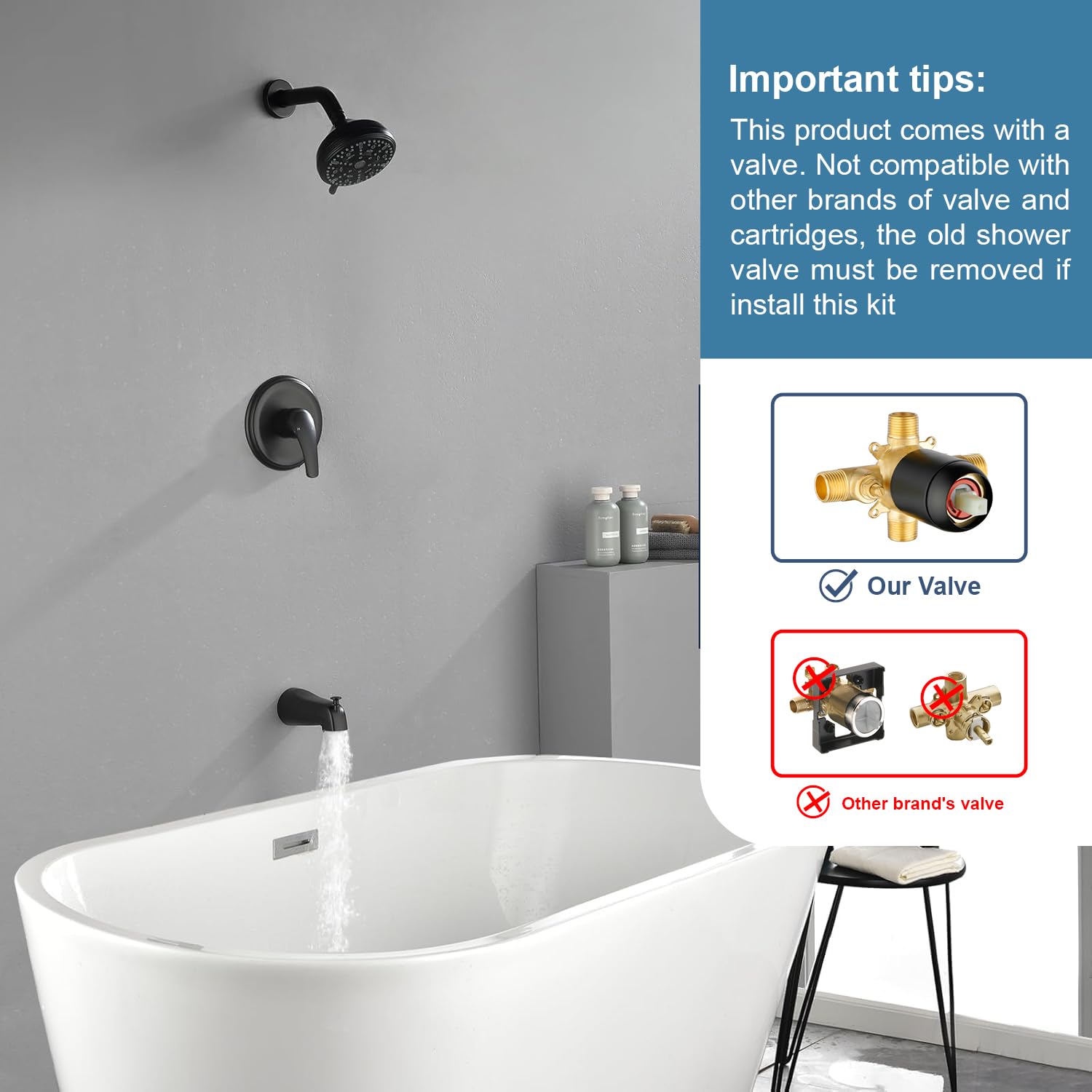 Shower Tub Kit Tub Shower Faucet Combo Set Bathtub Faucet Set Shower System with Tub Spout Shower Valve and Trim Kit Shower Fixtures Brushed Gold