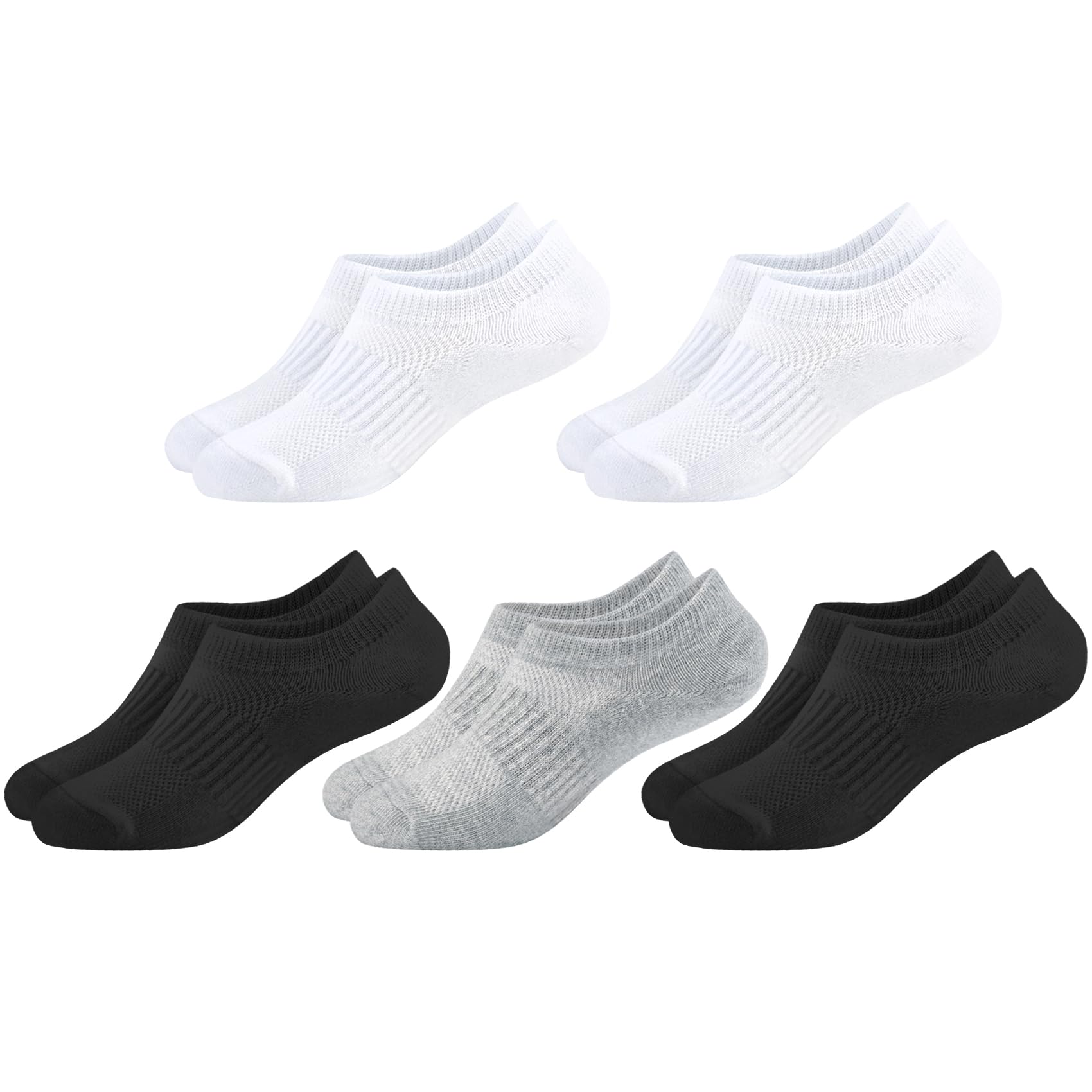 No Show Cotton Socks for Girls and Boys - Low Cut, Breathable, Non-Slip Short Socks for Kids - 5/10 Pairs