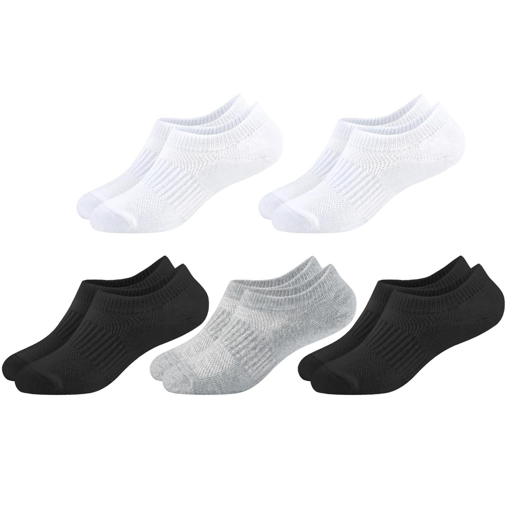 No Show Cotton Socks for Girls and Boys - Low Cut, Breathable, Non-Slip Short Socks for Kids - 5/10 Pairs