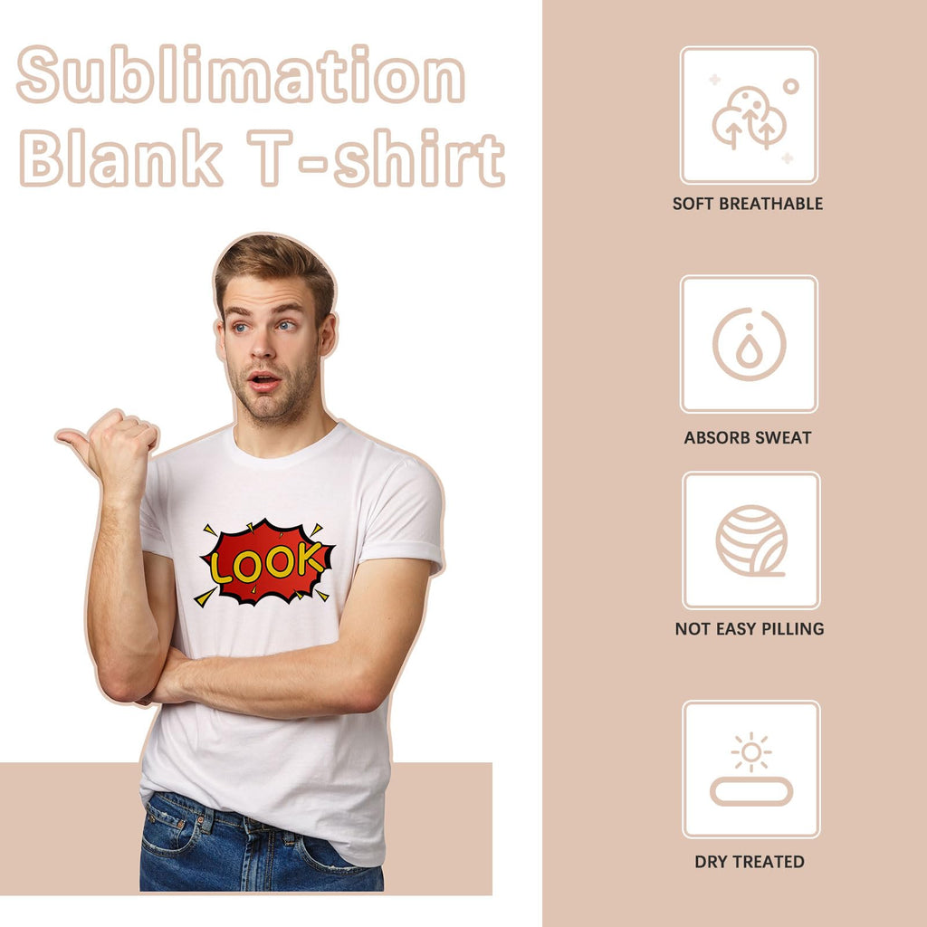 ORJ 2 PCS Adult Unisex Sublimation Blank T Shirts polyester tshirts for sublimation White Crew Neck
