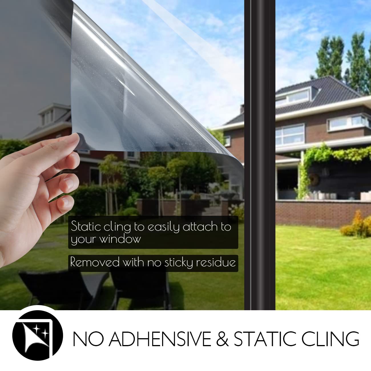 HIDBEA Frosted Window Privacy Film Heat Control UV Blocking, Static Cling Non-Adhesive Reusable Door coverings for Bathroom Home Office (Frosted 11.8 Inch x 6.5 Feet)
