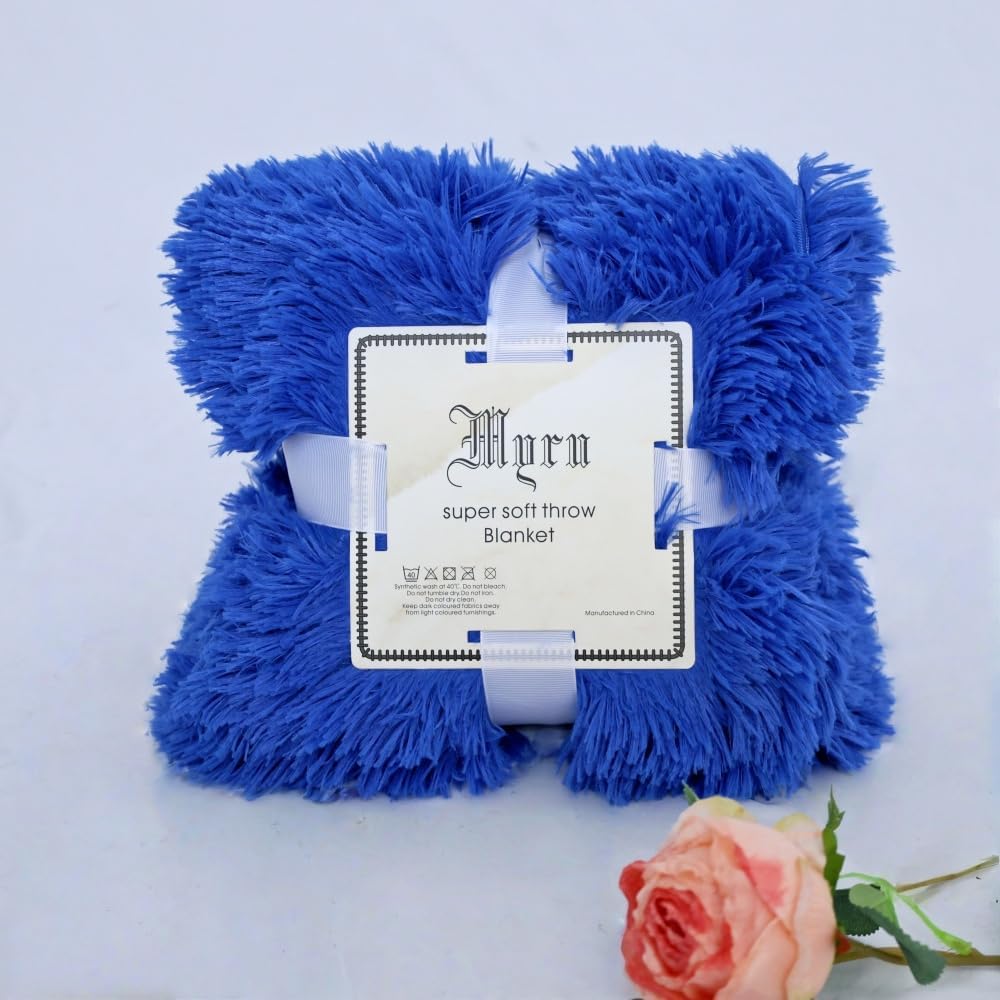Plush Super Soft Blanket Bedding Sofa Cover Furry Fuzzy Fur Warm Throw Qulit Cozy Couch Blanket for Winter (51"x63", Black)