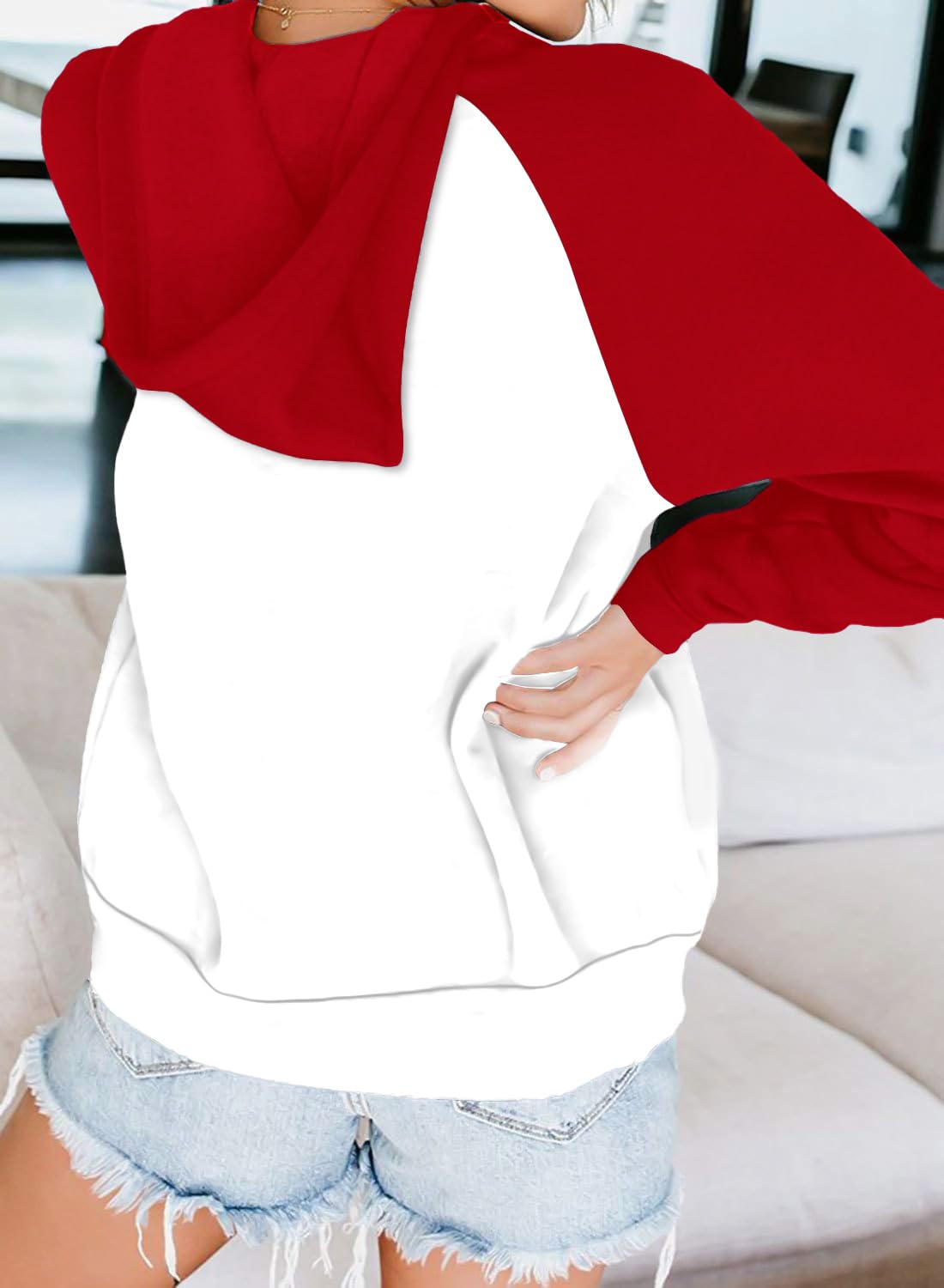 EZBELLE Women's Color Block Zip Up Hoodie Sweatshirt Casual Long Sleeve Jacket Sweater with Pockets