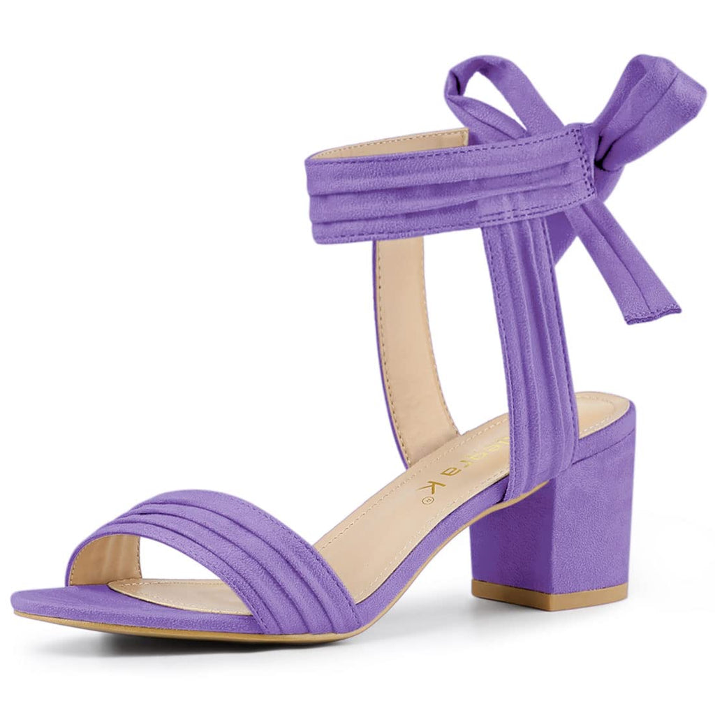 Allegra K Women's Open Toe Ankle Tie Back Block Heels Sandals
