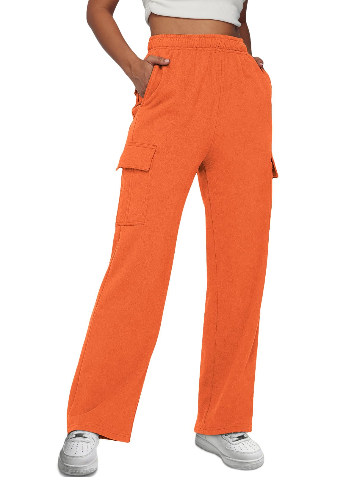 AUTOMET Womens Cargo Sweatpants Baggy Fleece High Waisted Joggers Sweat Pants Athletic Pants