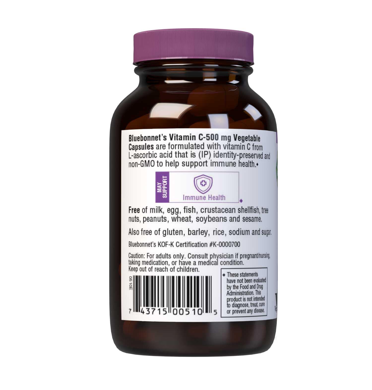 Bluebonnet Nutrition Vitamin C 500 mg Vegetable Capsules, Ascorbic Acid, for Immune Health & Skin Health, Vegan, Vegetarian, Non GMO, Gluten Free, Soy Free, Milk Free, Kosher, 90 Vegetable Capsules
