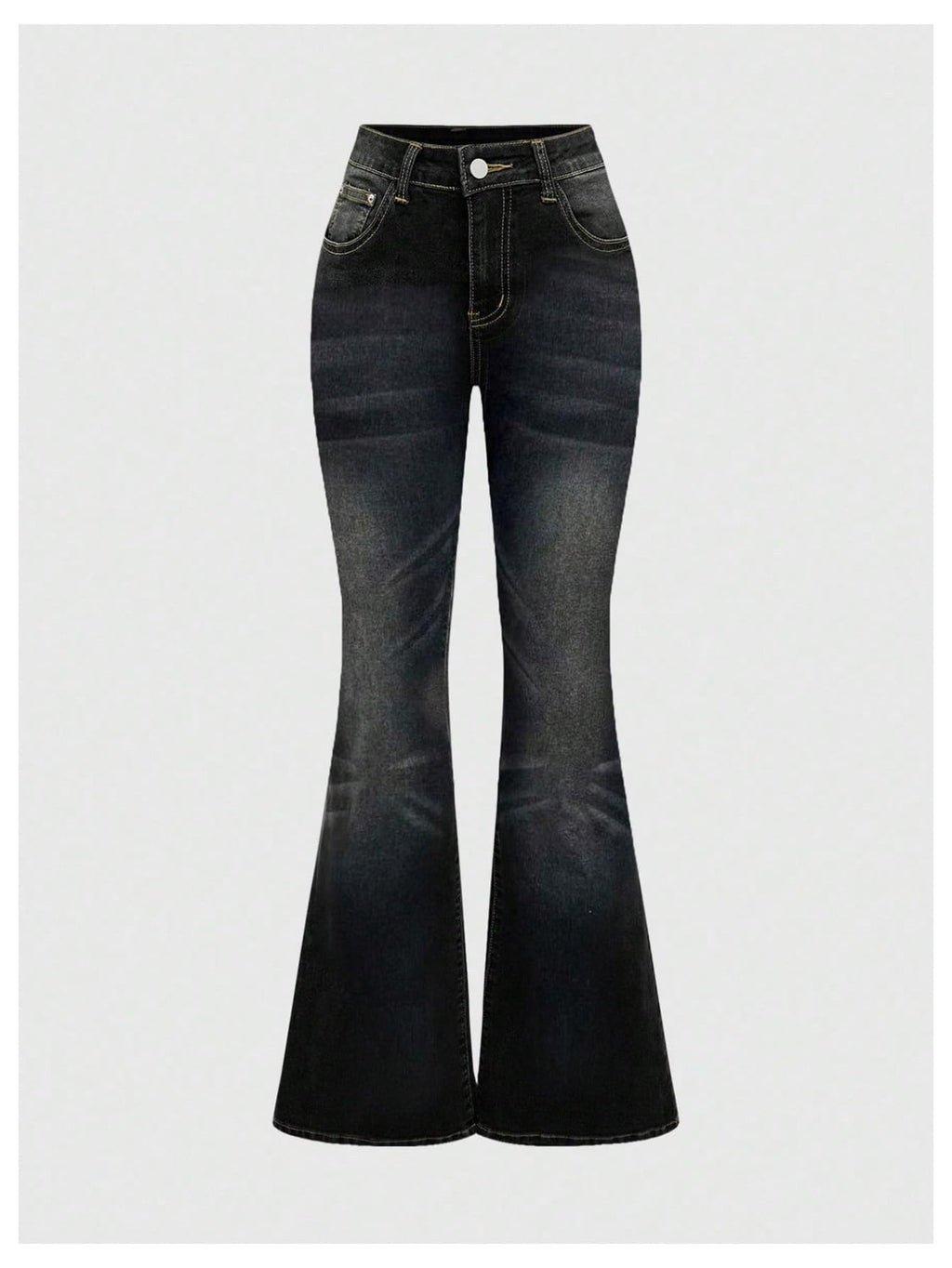 MakeMeChic Women's Bell Bottom Jeans Stretchy Flared Jeans Embroidered Y2K High Waist Denim Pants